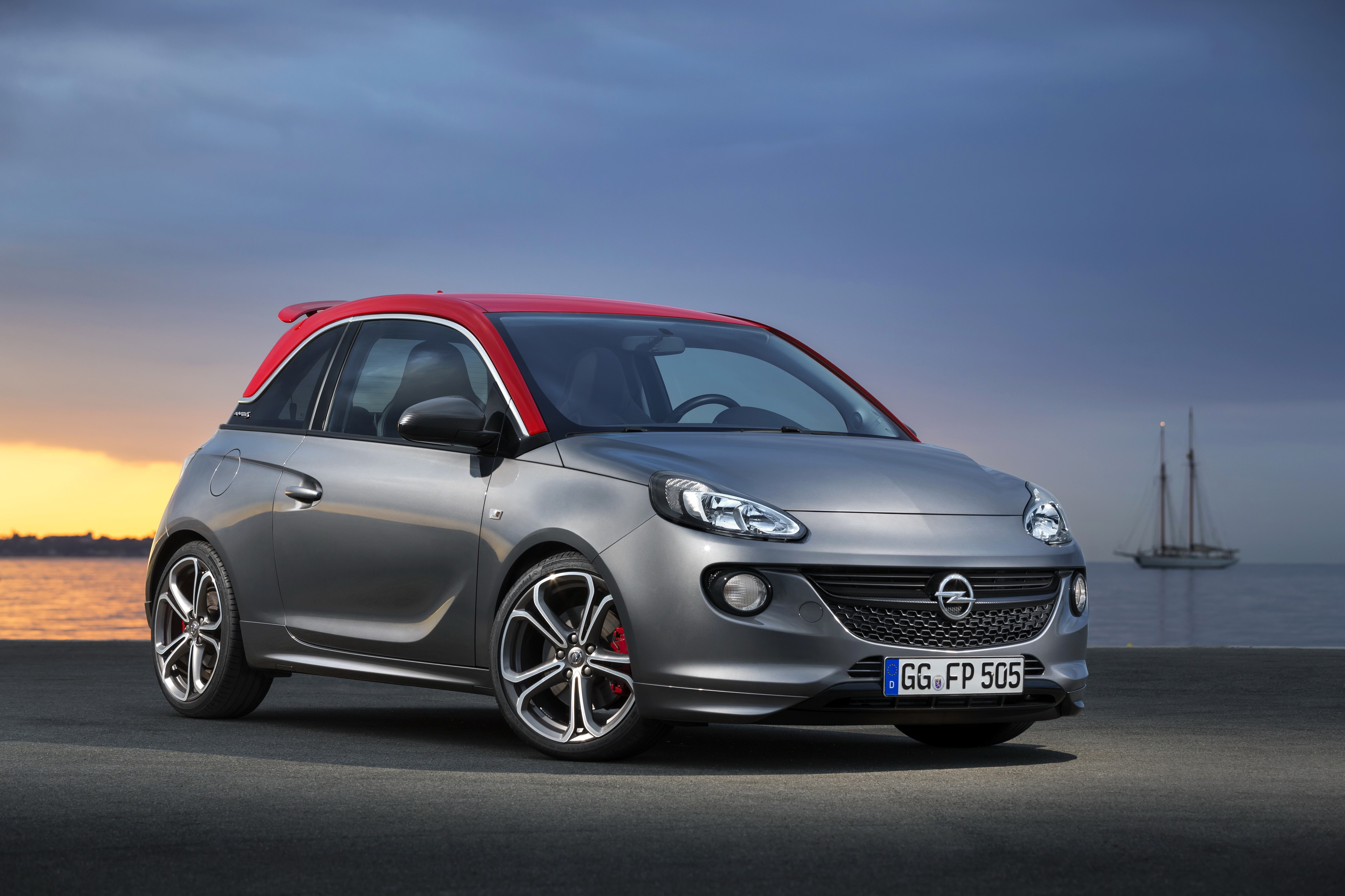 Grey Opel Adam S with red roof HD Wallpaper
