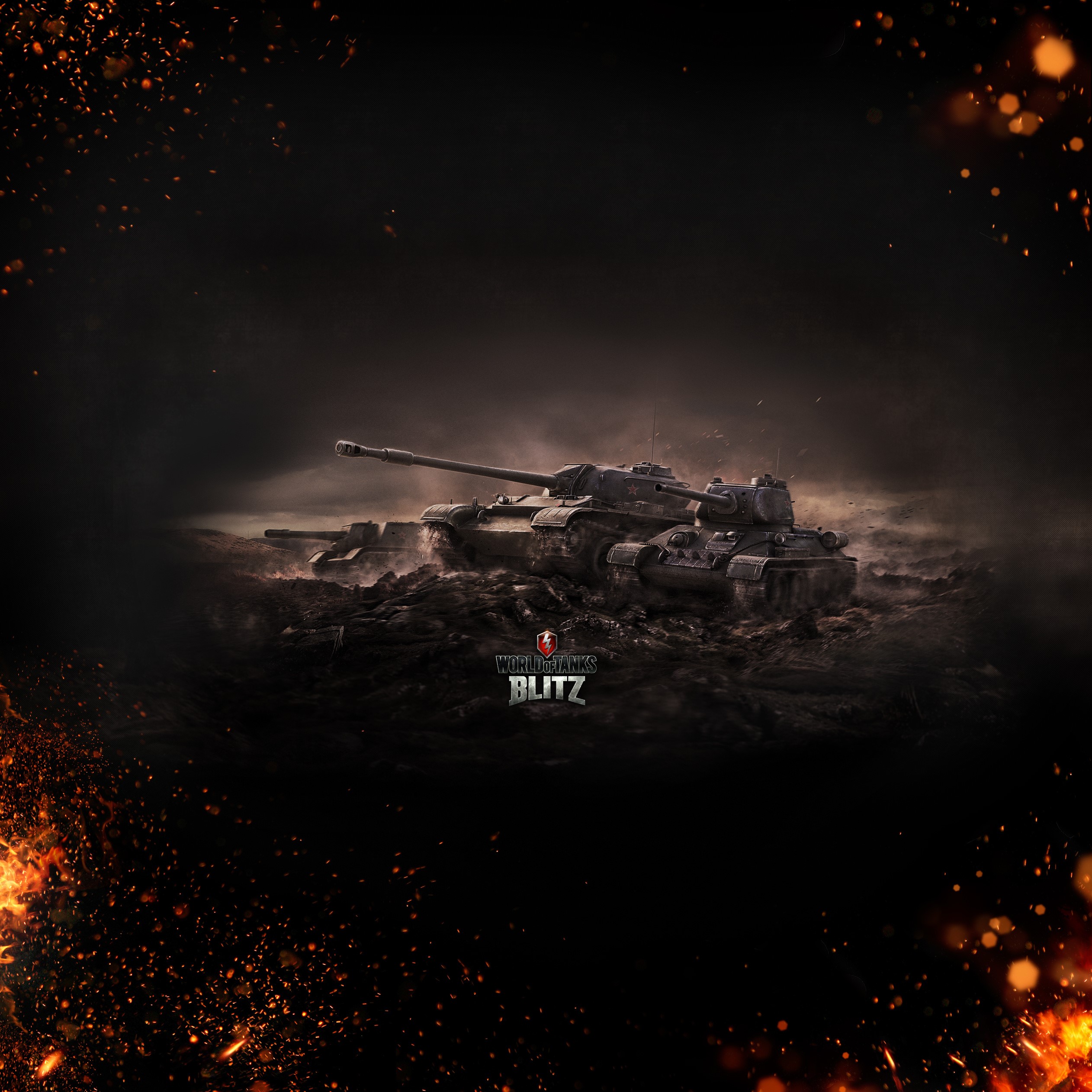 World of Tanks Blitz tanks in a dark landscape HD Wallpaper