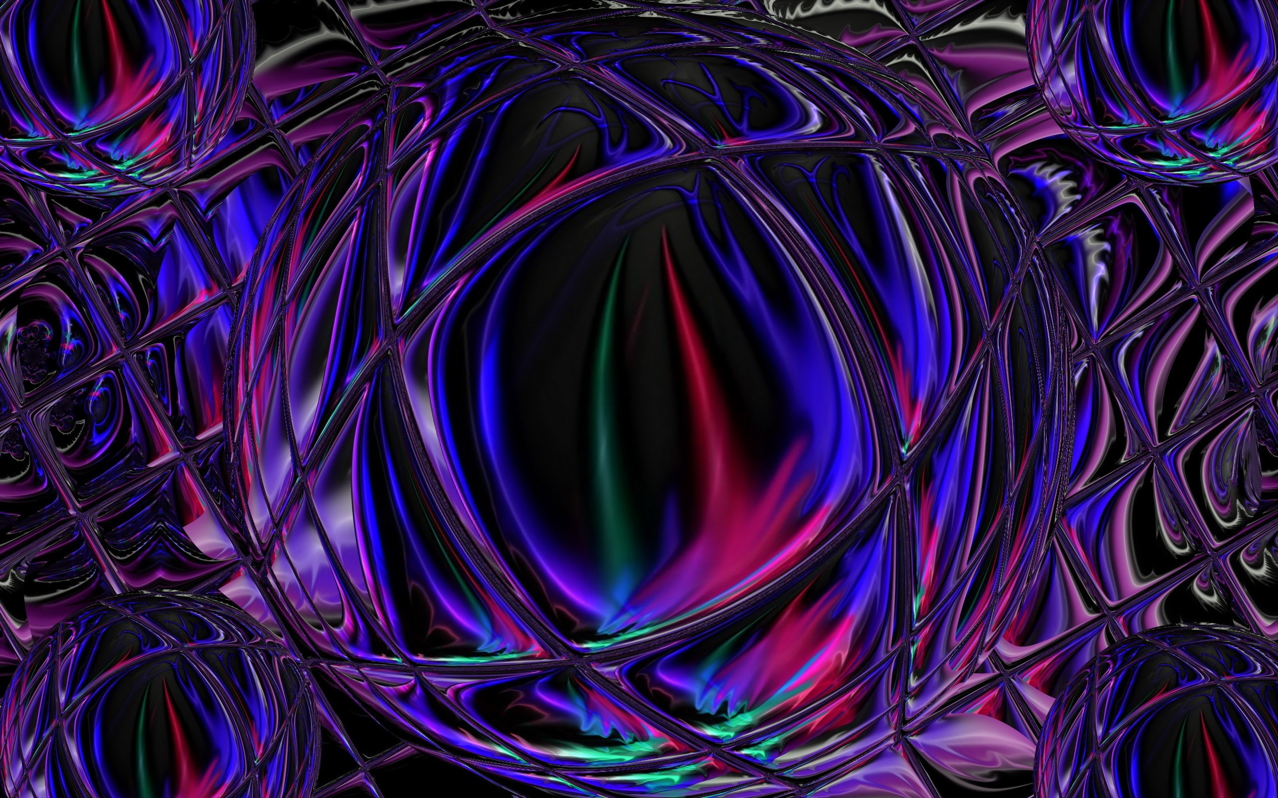 Abstract digital art with spheres and geometric patterns HD Wallpaper