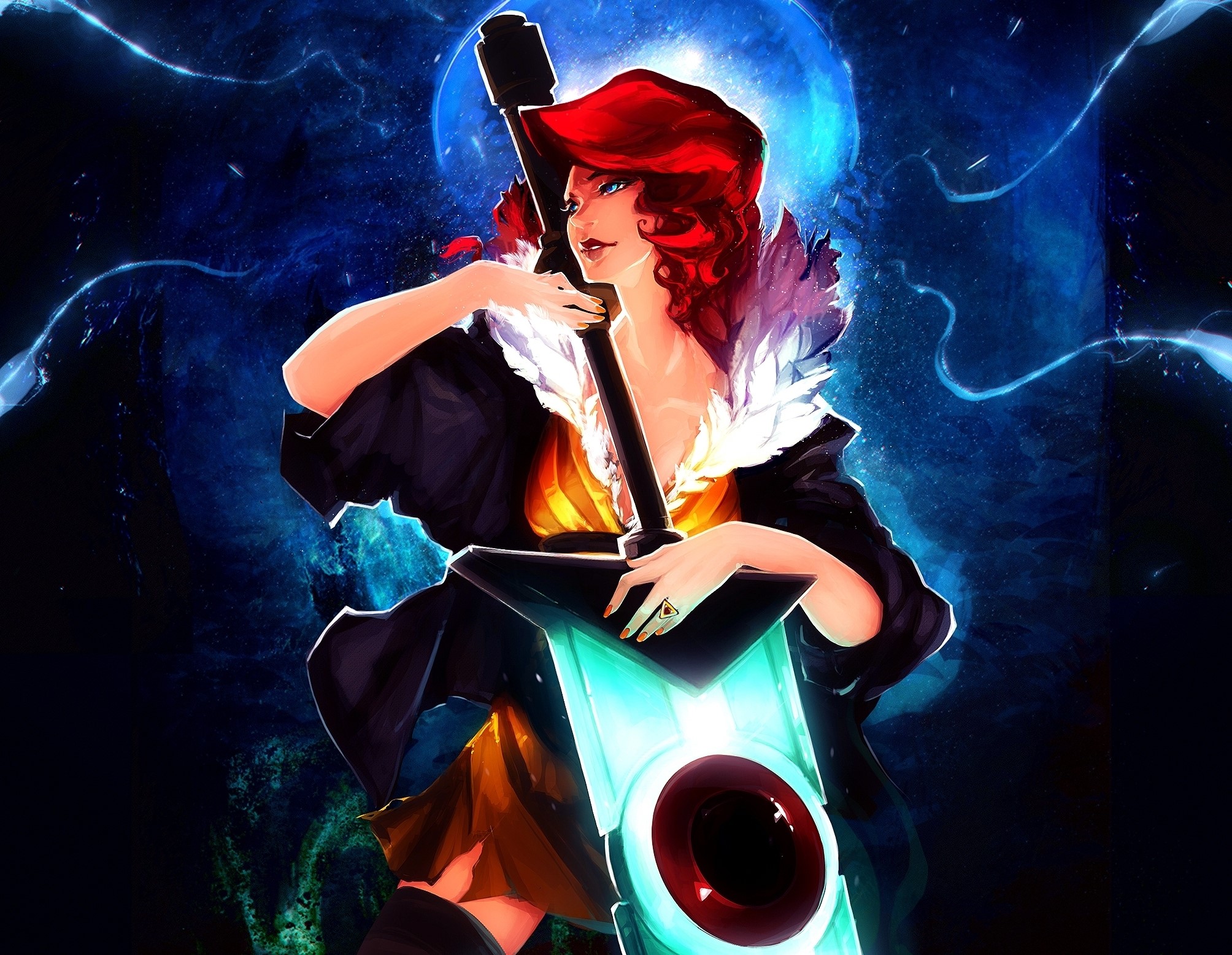 Redhead girl with sword from Transistor HD Wallpaper