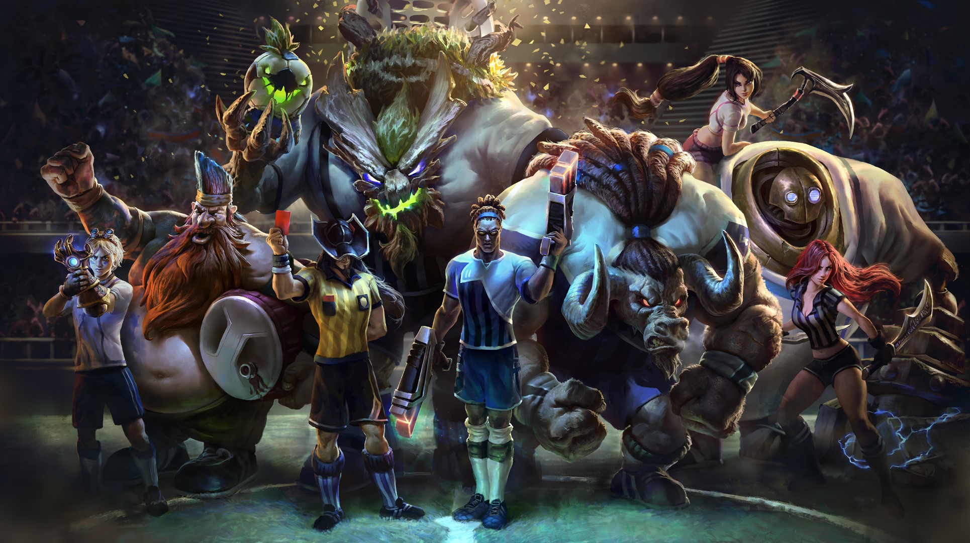 League of Legends soccer team with various characters HD Wallpaper