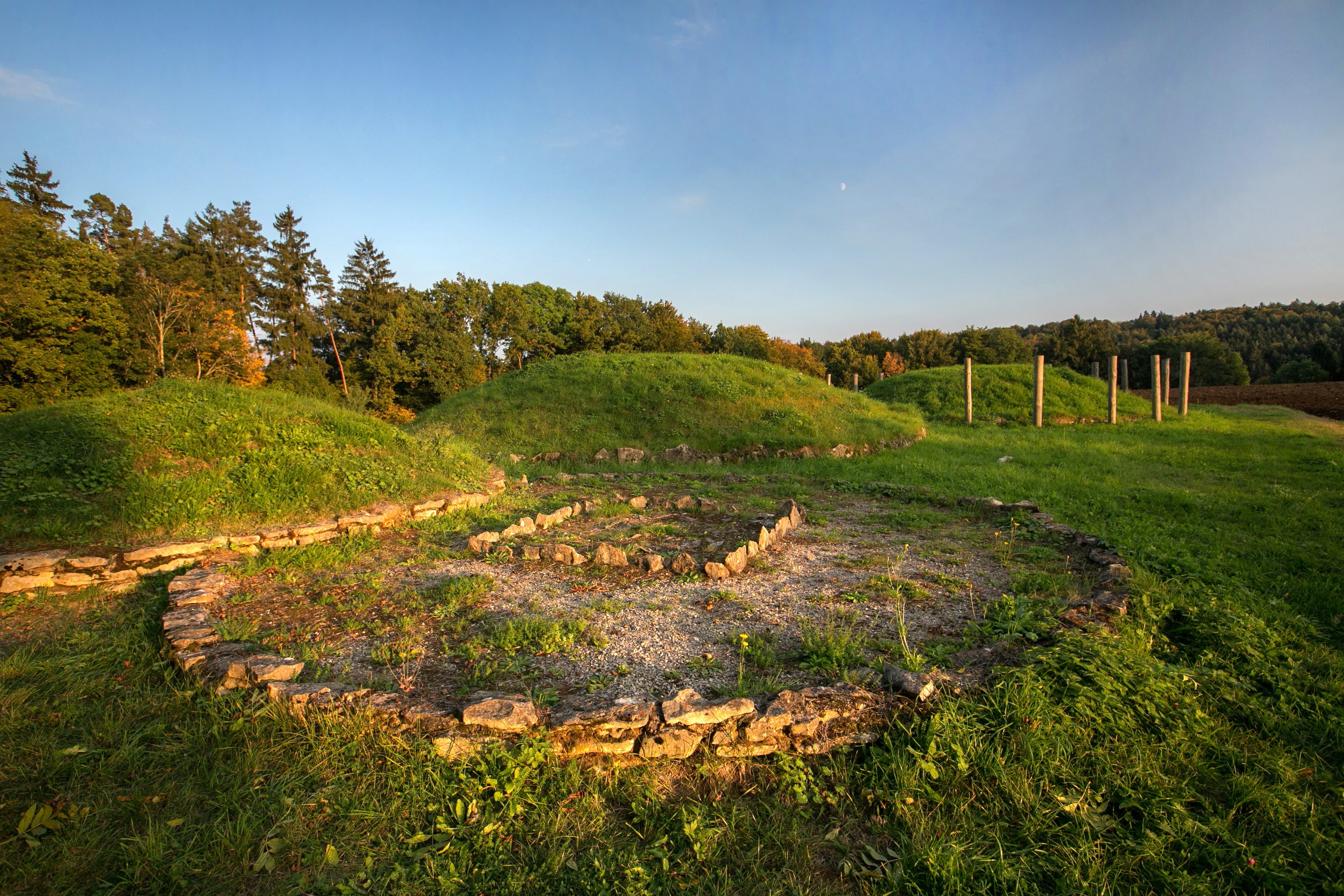 Ancient burial mounds and stone labyrinth in Bavaria, Germany HD Wallpaper