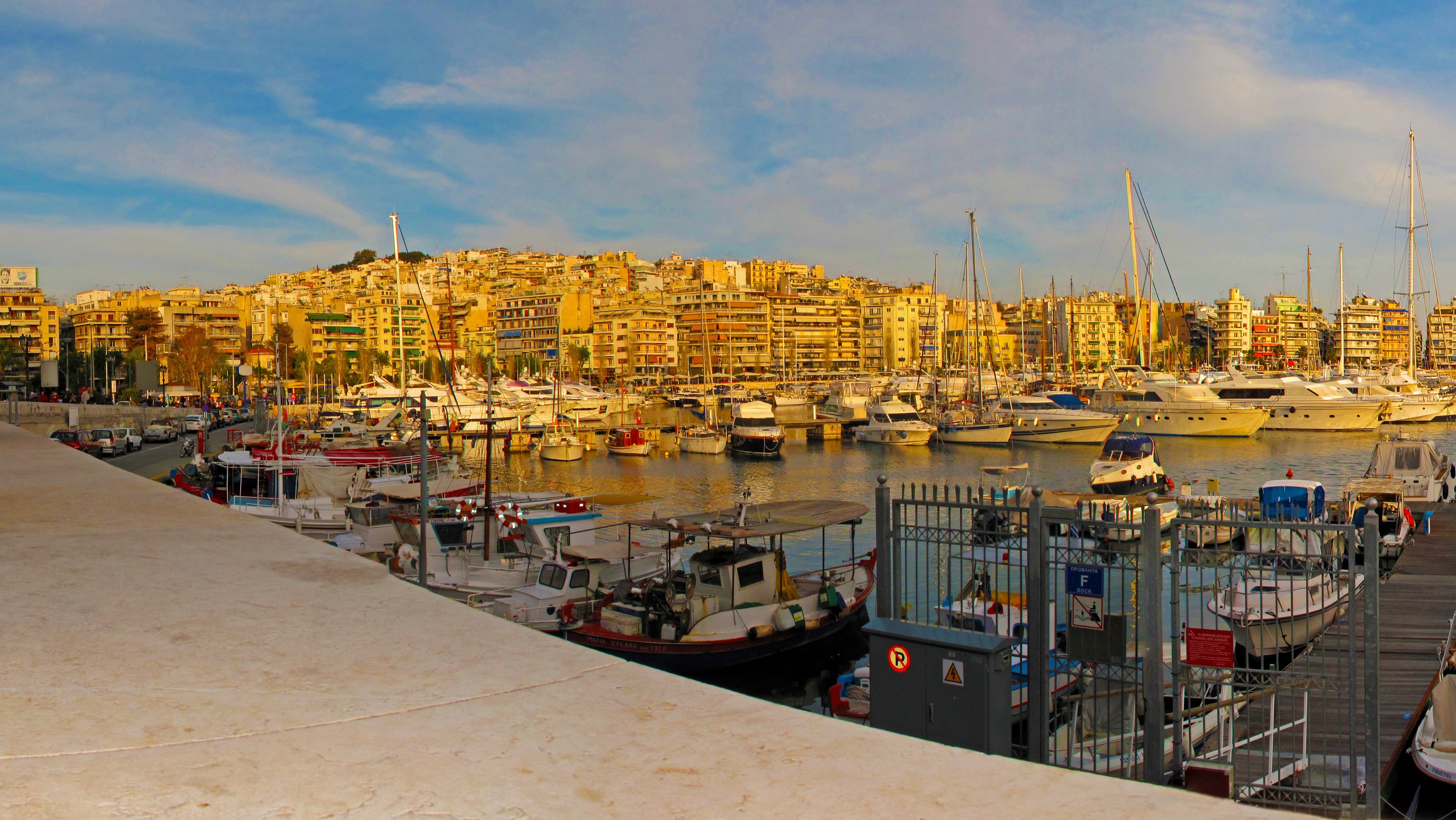 Pireas, Greece Marina with Boats and Buildings HD Wallpaper
