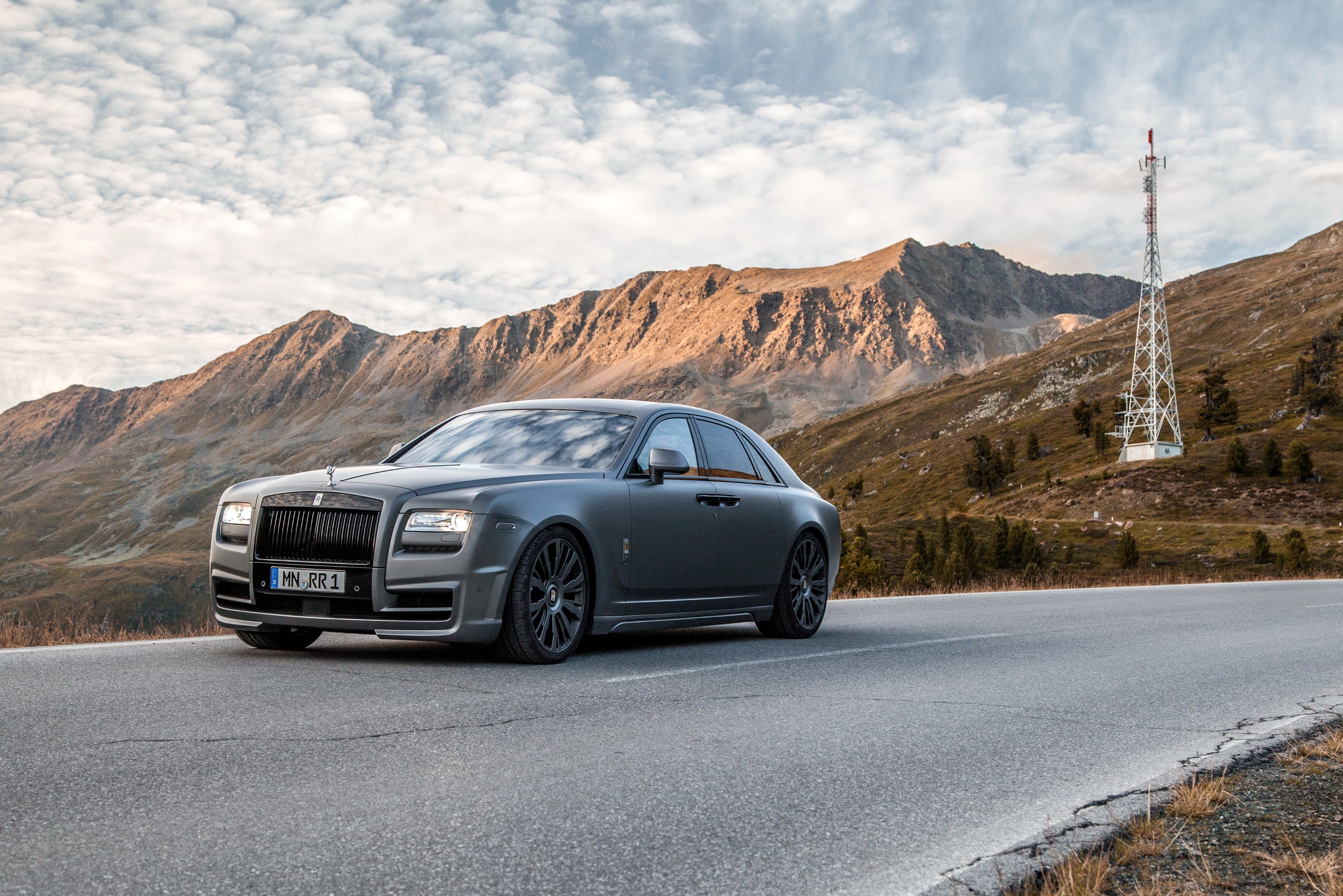 Spofec Rolls-Royce Ghost on a mountain road HD Wallpaper