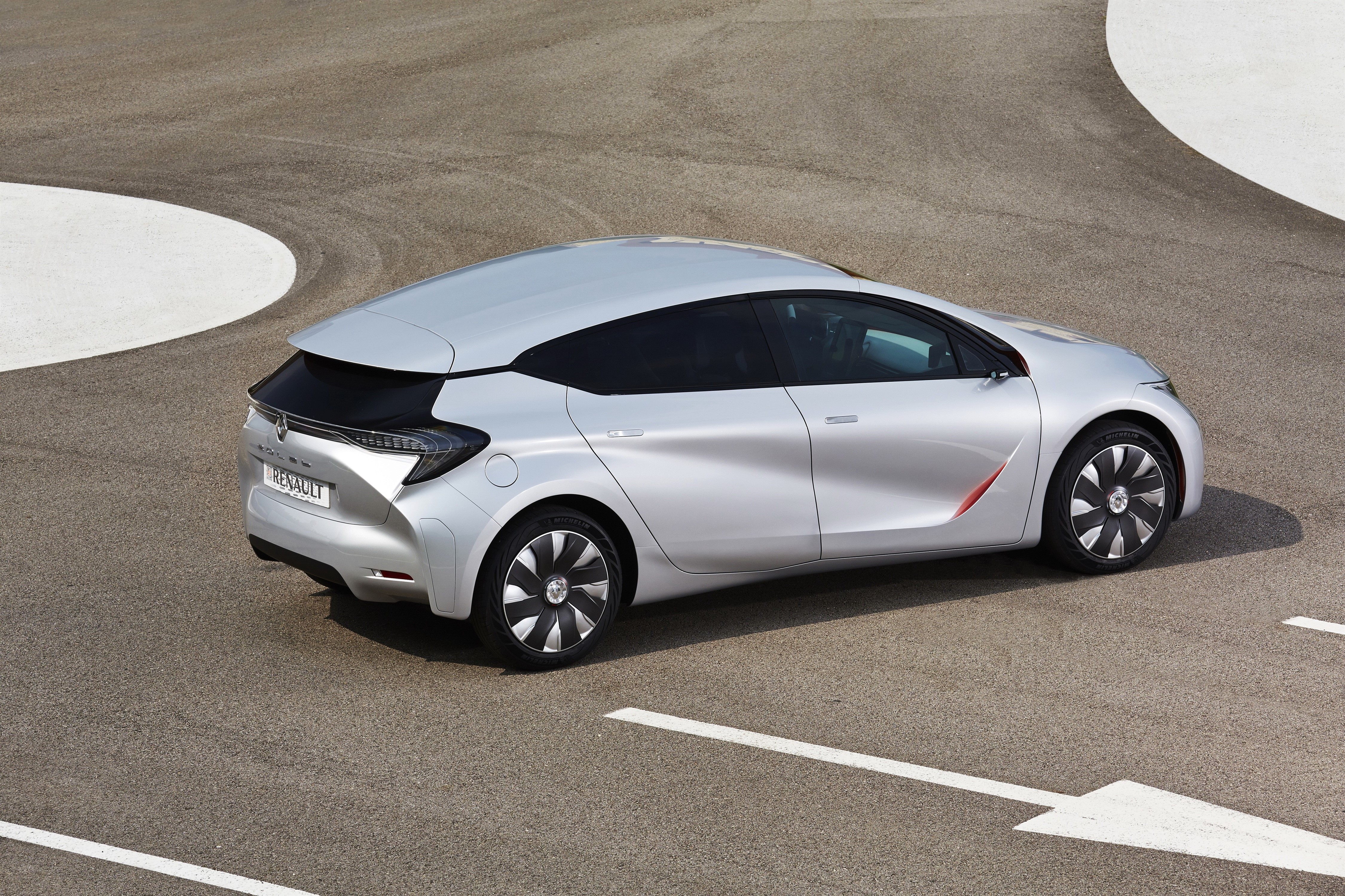 Renault Eolab concept car, silver color, back view HD Wallpaper