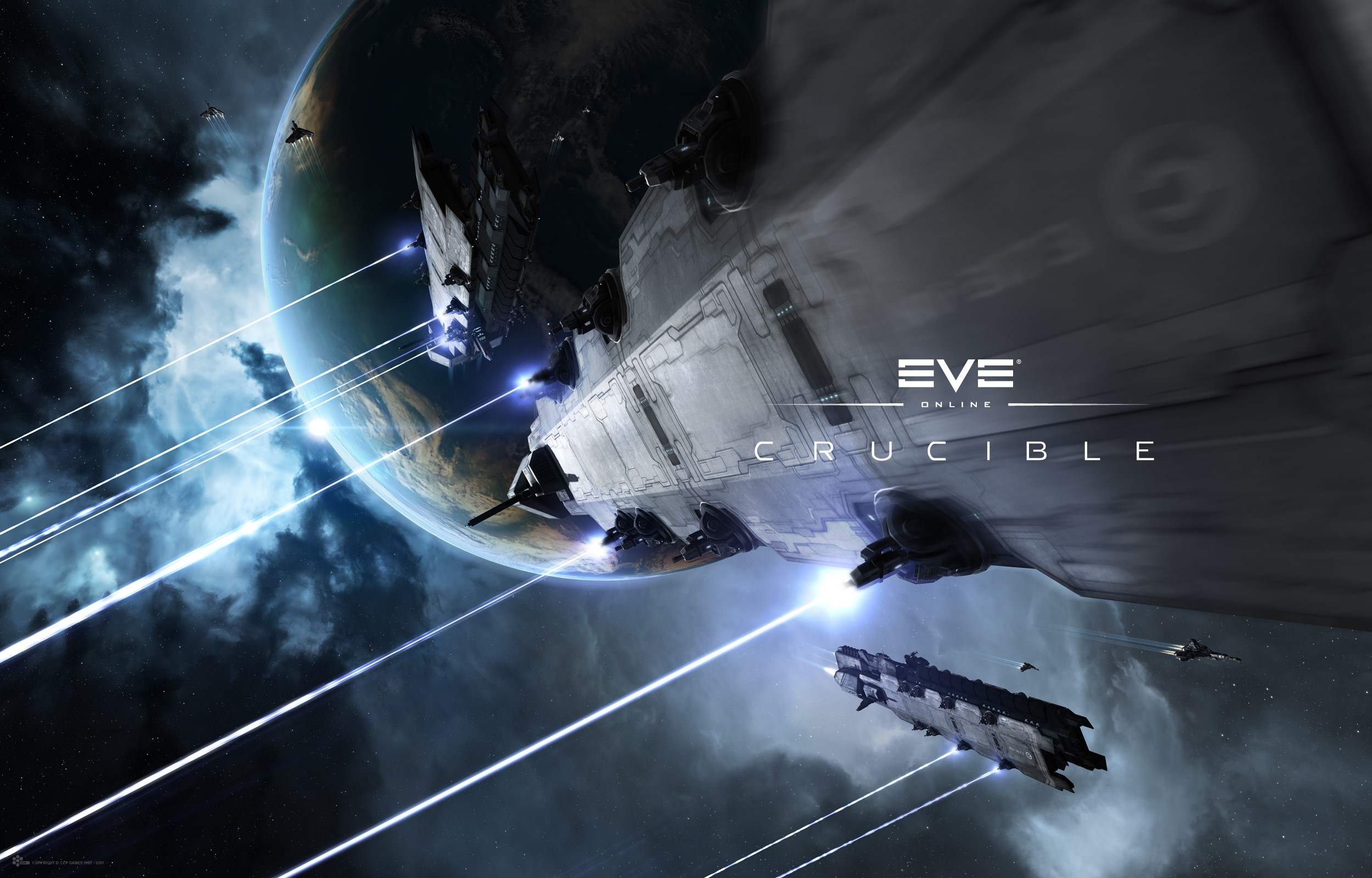 EVE Online Crucible Spaceships near Planet HD Wallpaper