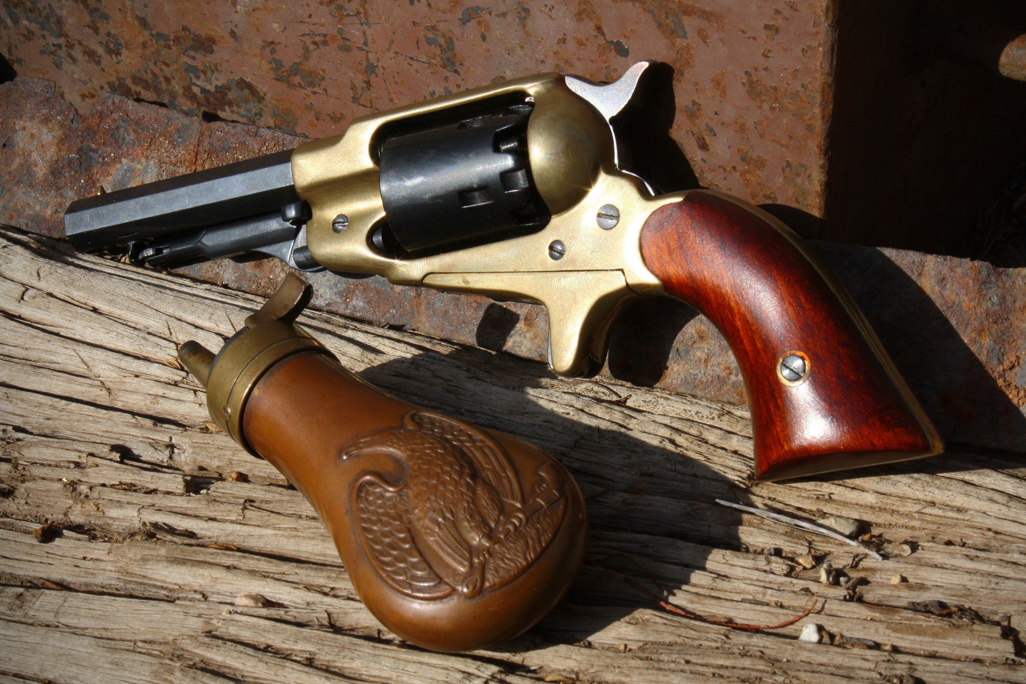 Colt Navy Revolver and Powder Flask HD Wallpaper