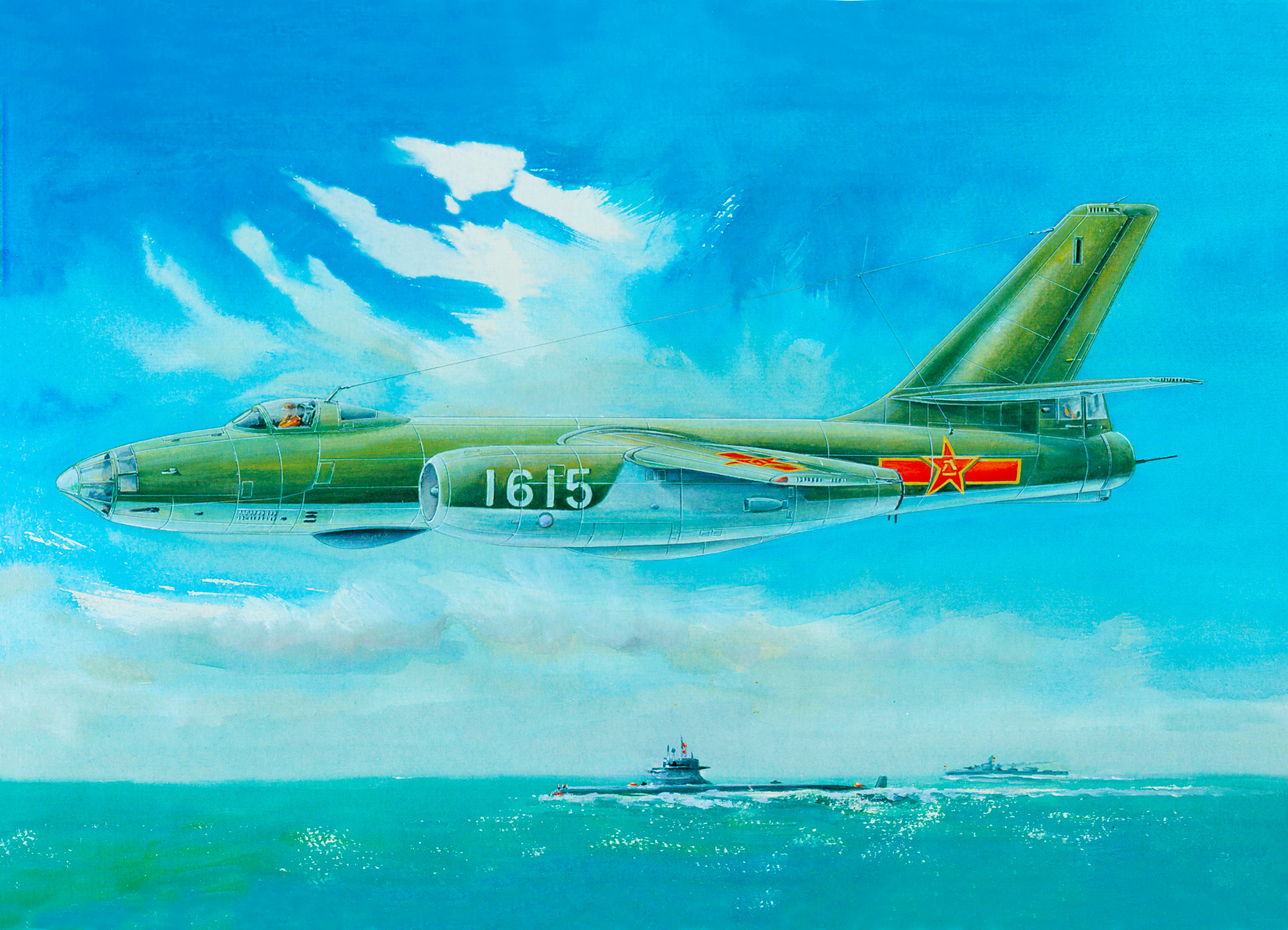 IL-28 Beagle bomber aircraft over the sea HD Wallpaper
