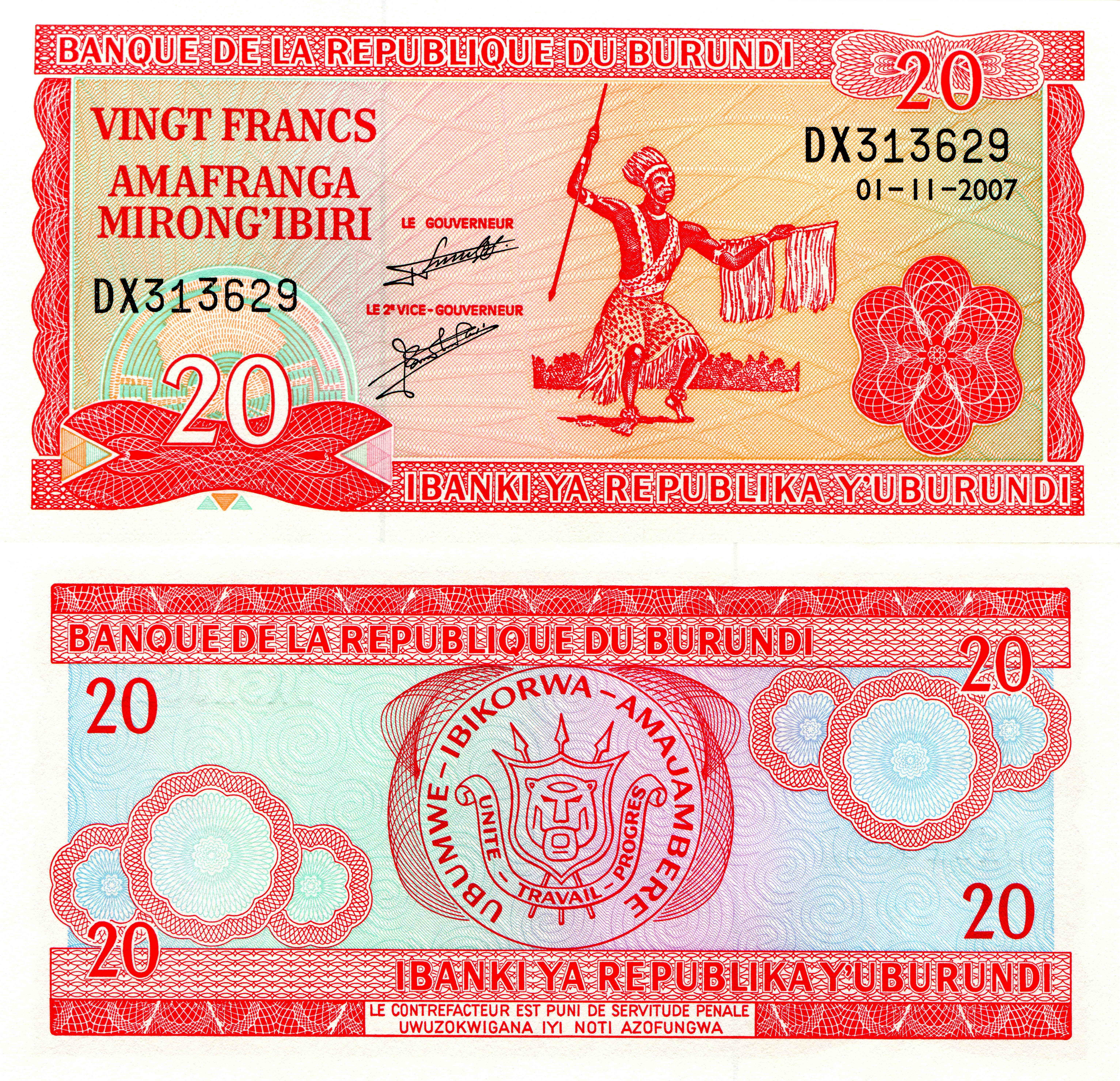 20 Francs Burundi Banknote HD Wallpaper