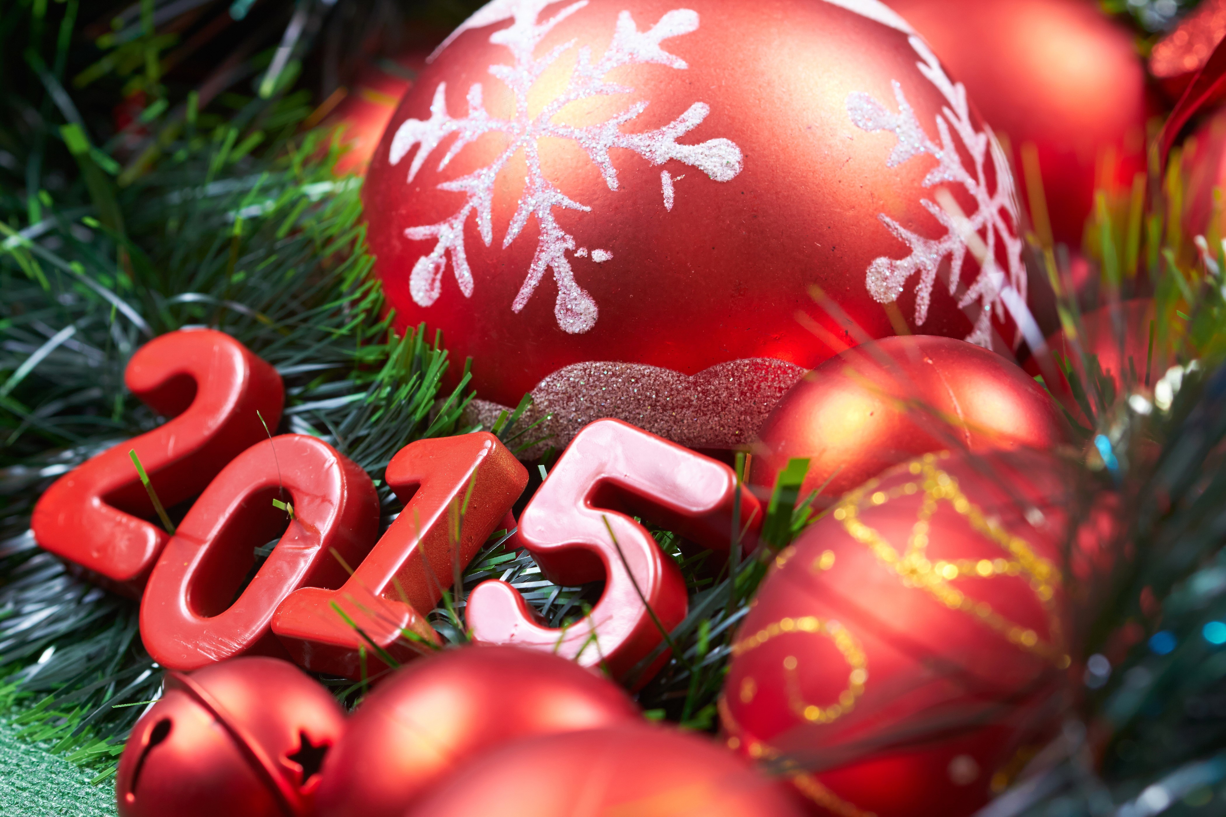 Christmas Ornaments and 2015 Numbers HD Wallpaper