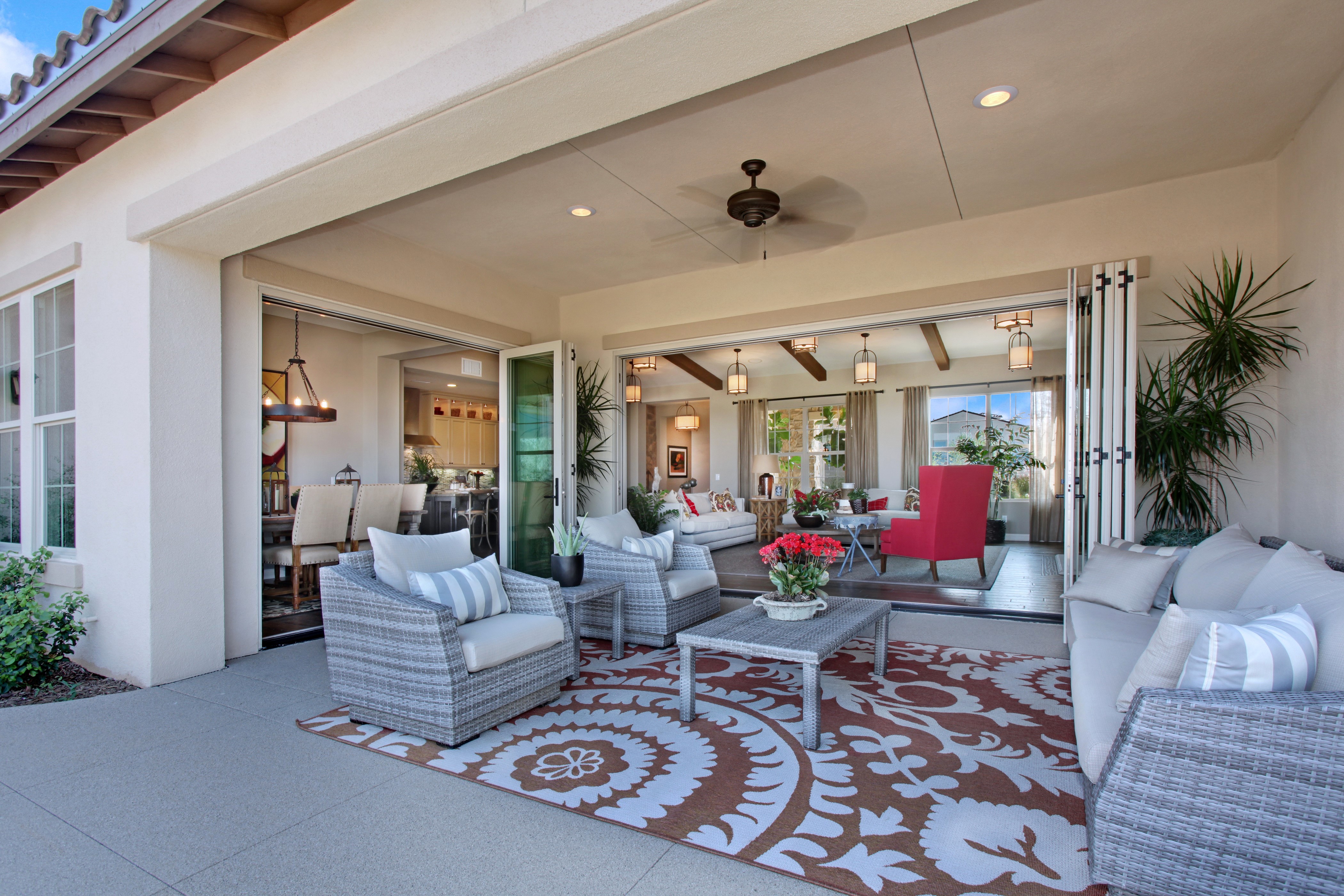 Covered Patio with Living Room and Dining Area HD Wallpaper