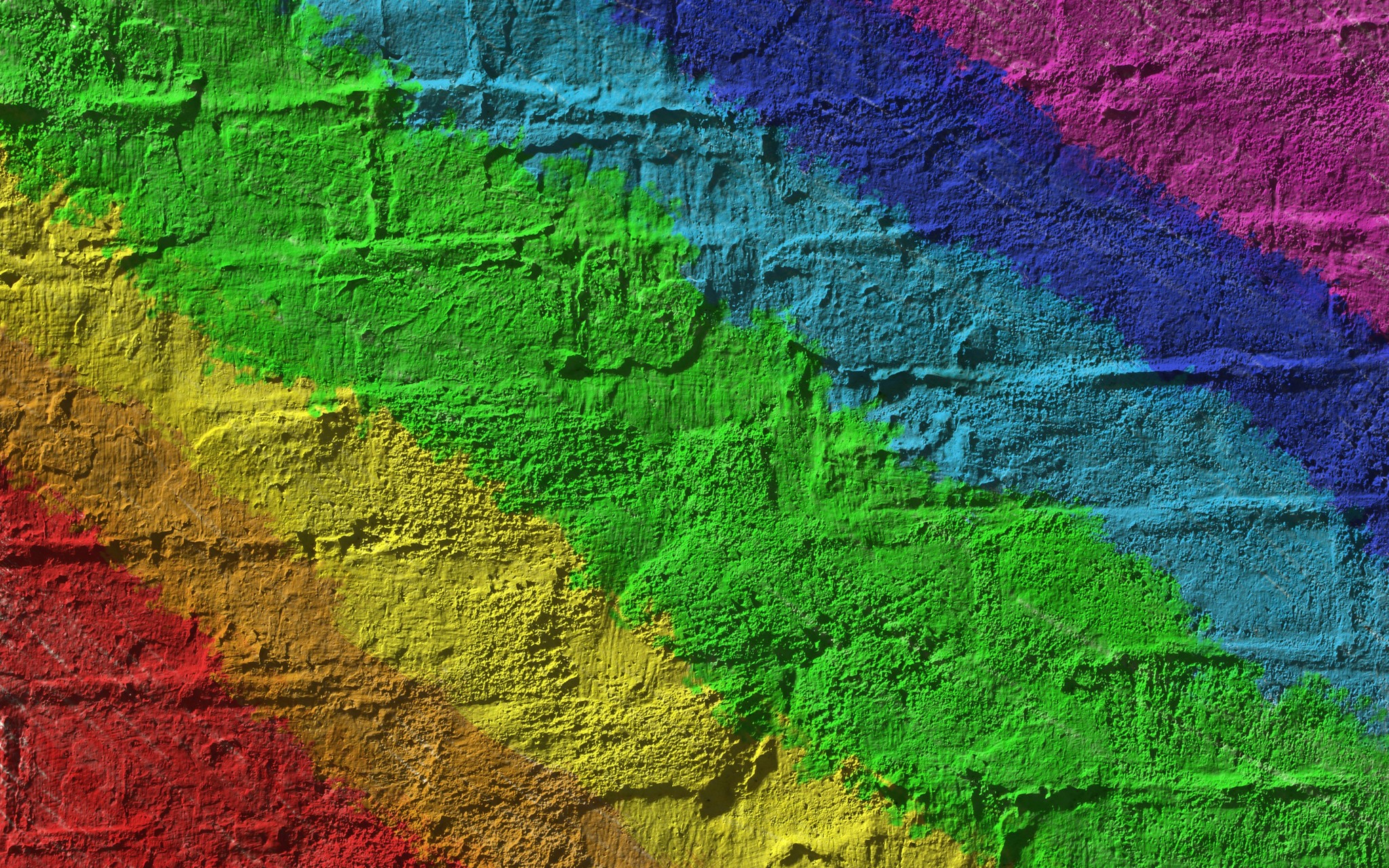 Rainbow painted brick wall texture HD Wallpaper