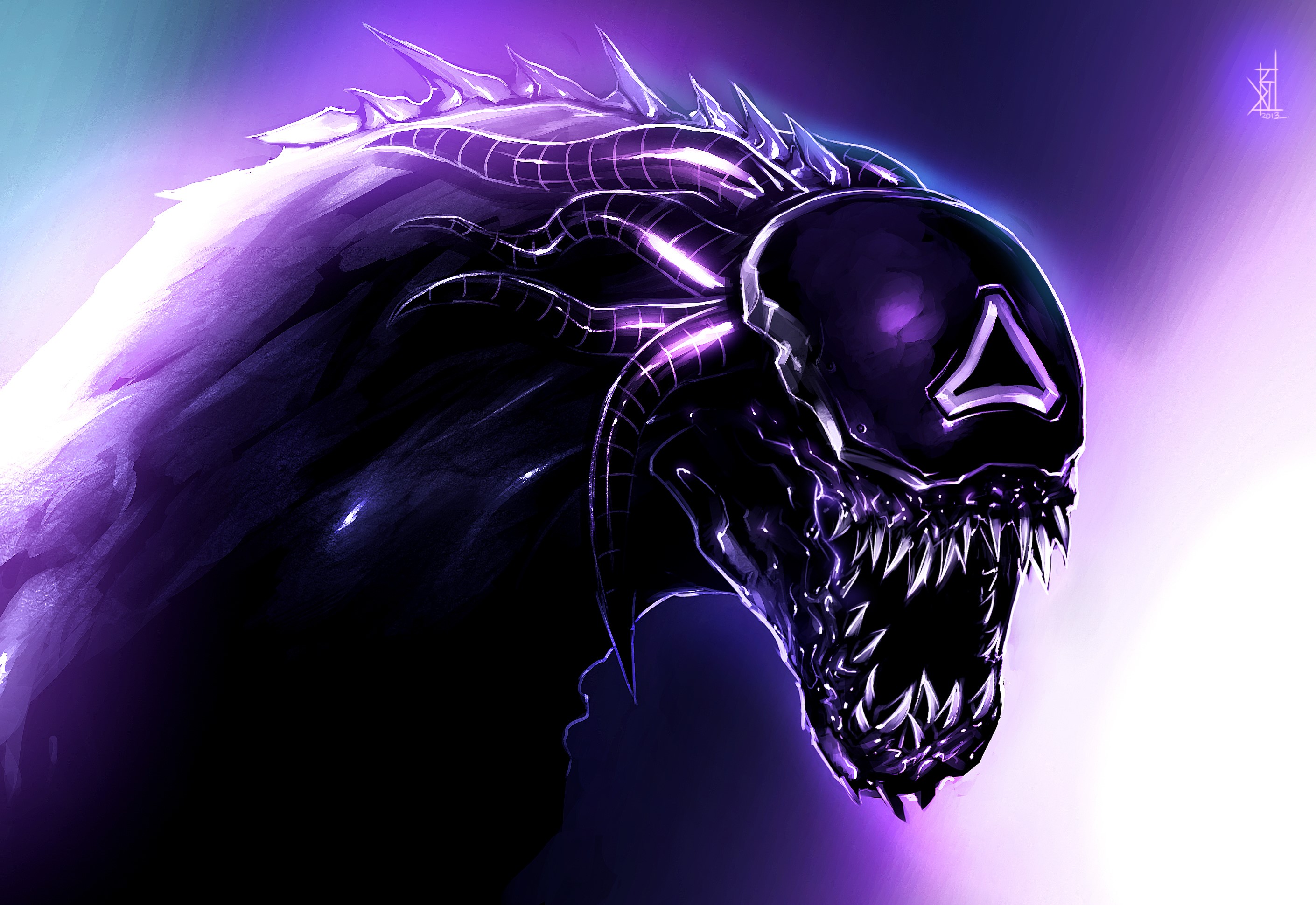 Monster with Squid Game mask and sharp teeth HD Wallpaper