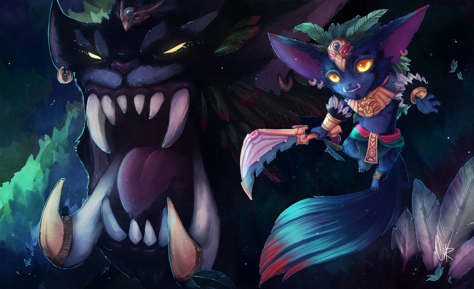 Gnar from League of Legends with a monster HD Wallpaper
