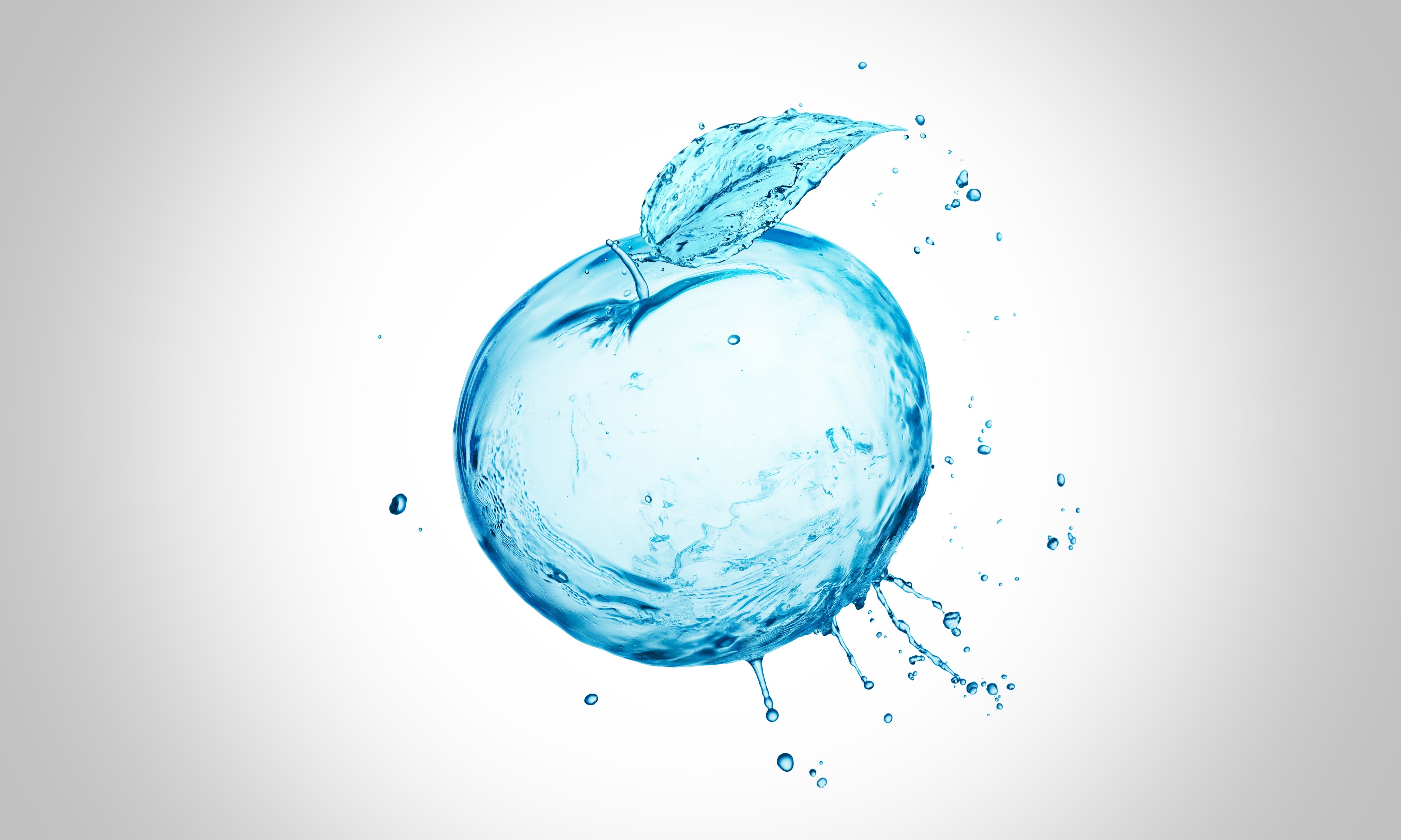 Apple made of water with a leaf HD Wallpaper