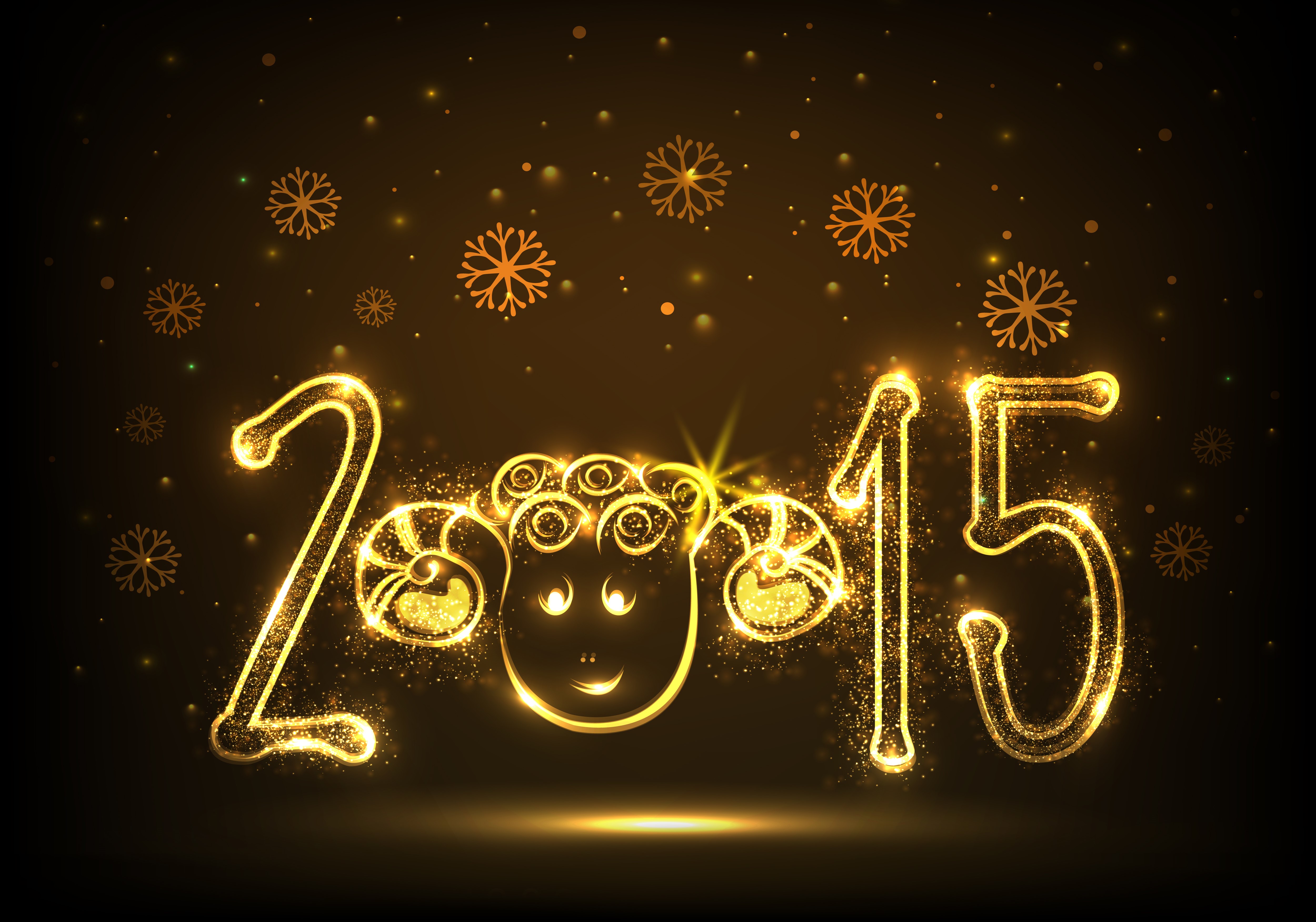 2015 New Year's Greeting with Sheep HD Wallpaper