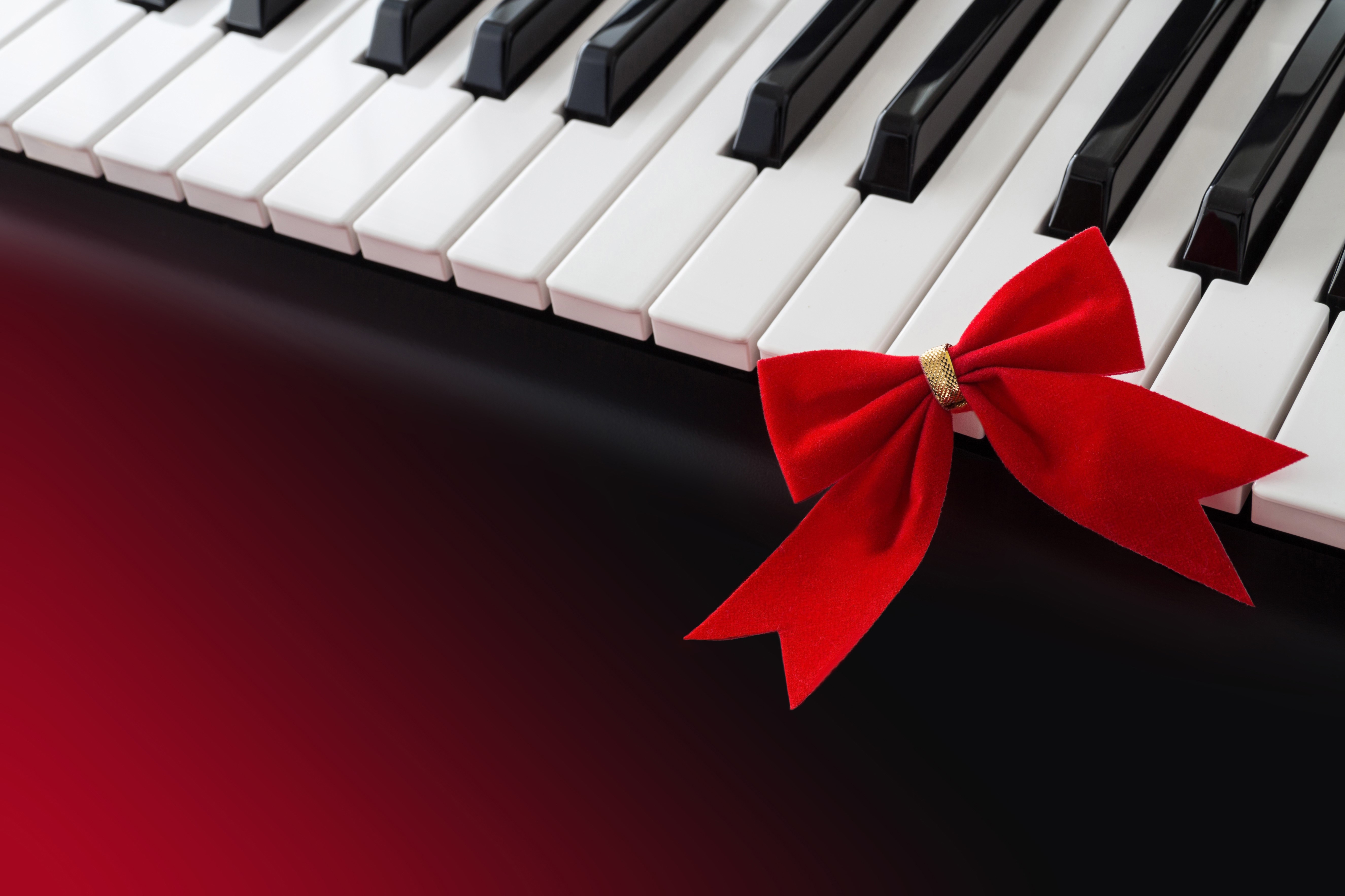 Red Bow on Piano Keys HD Wallpaper