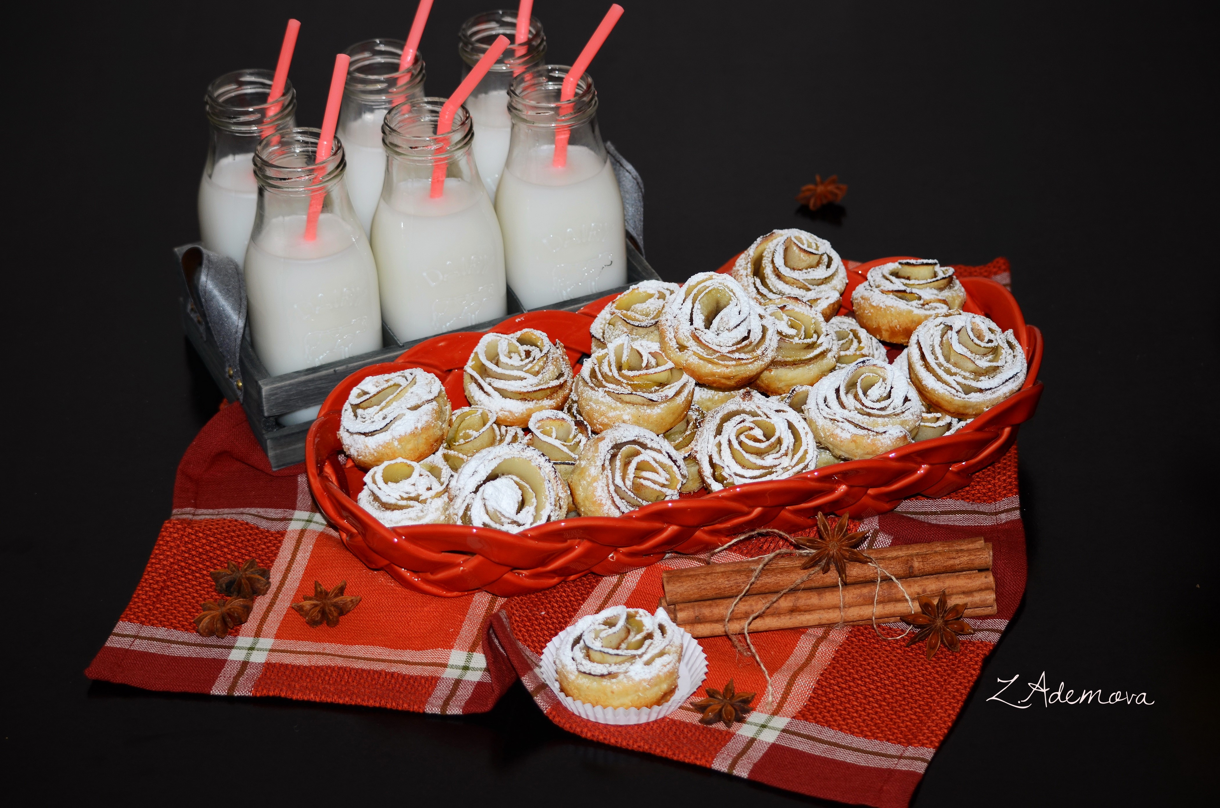Rose Pastries with Milk Bottles HD Wallpaper