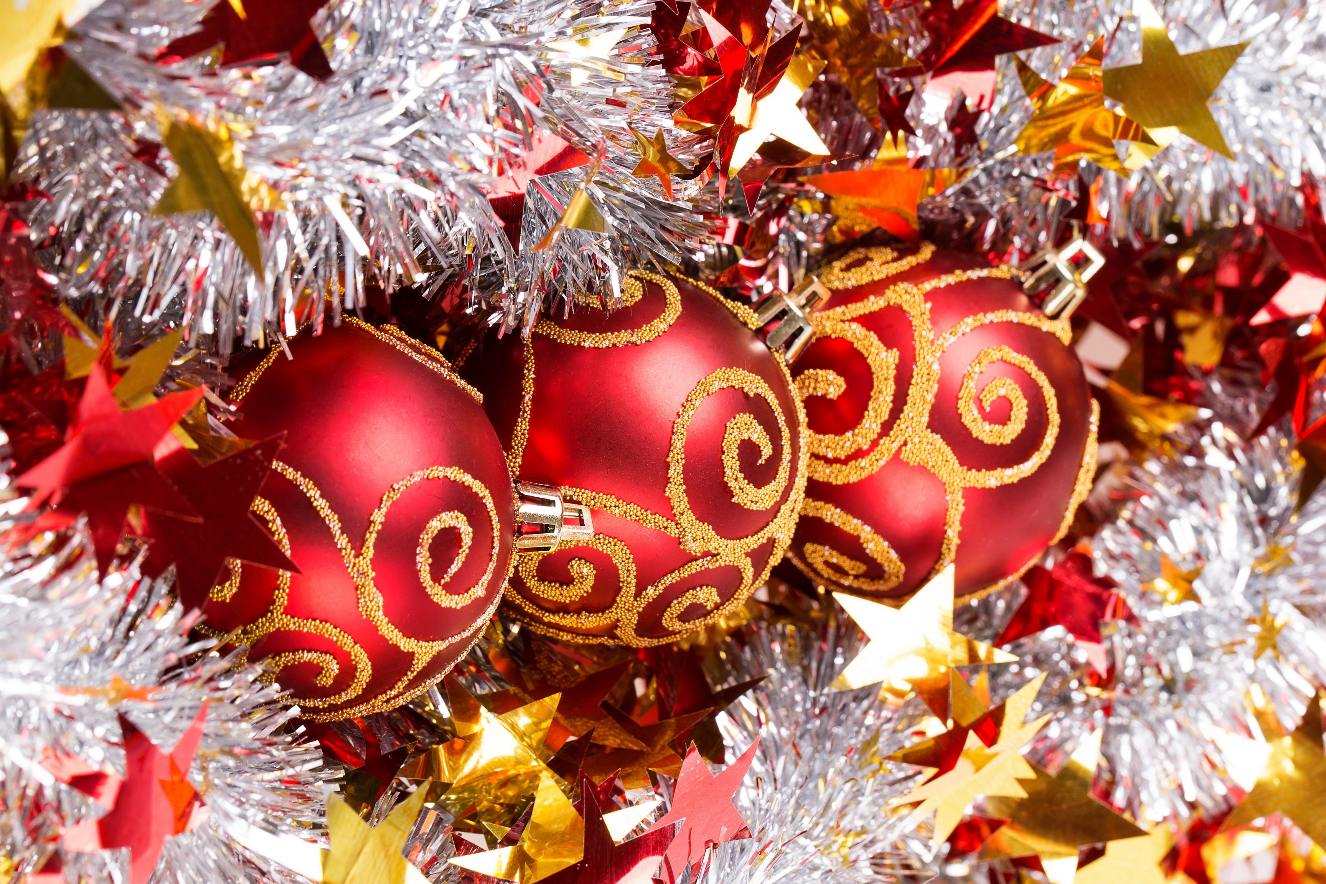 Christmas Ornaments and Tinsel HD Wallpaper