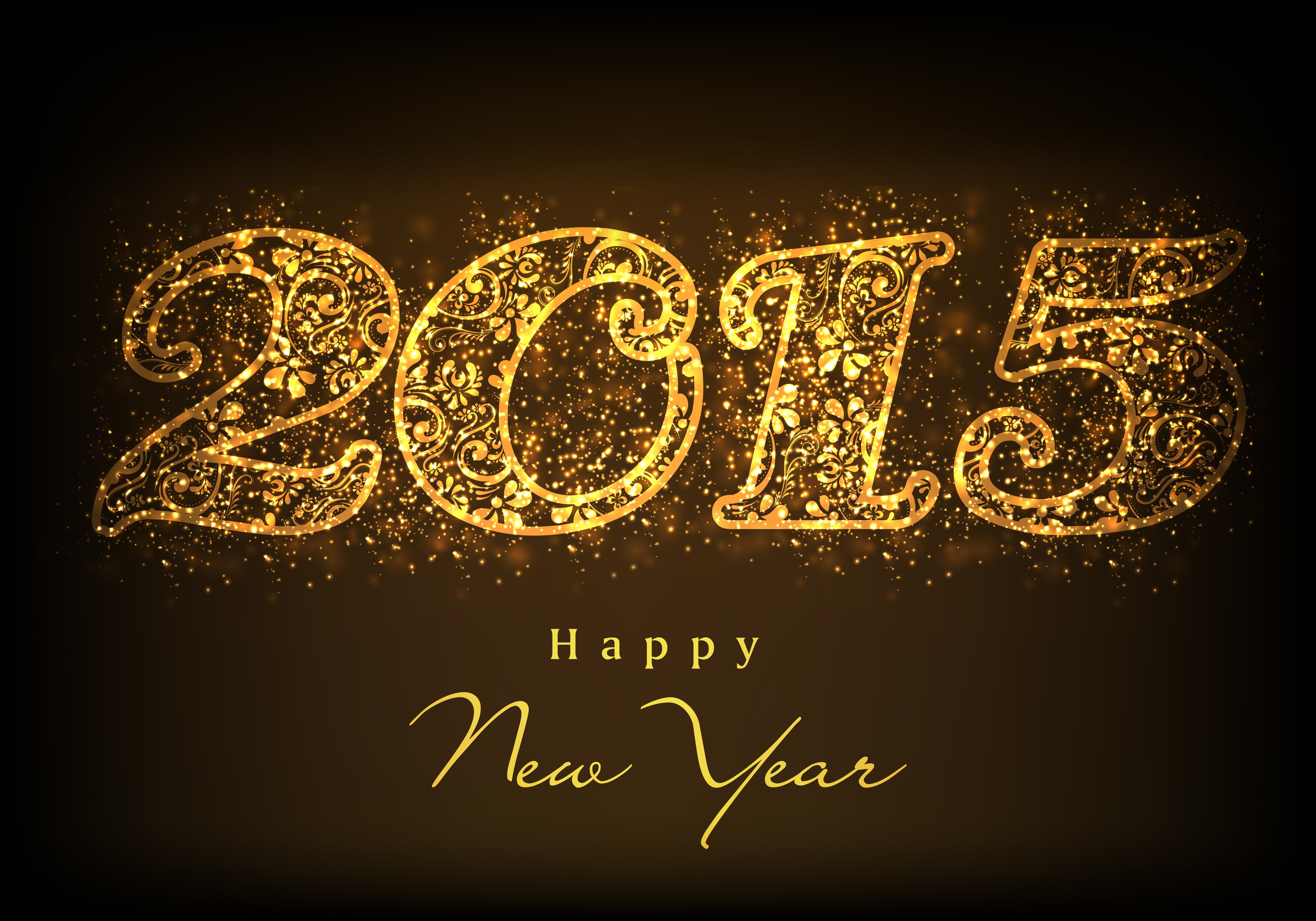 Happy New Year 2015 Golden Glitter HD Wallpaper