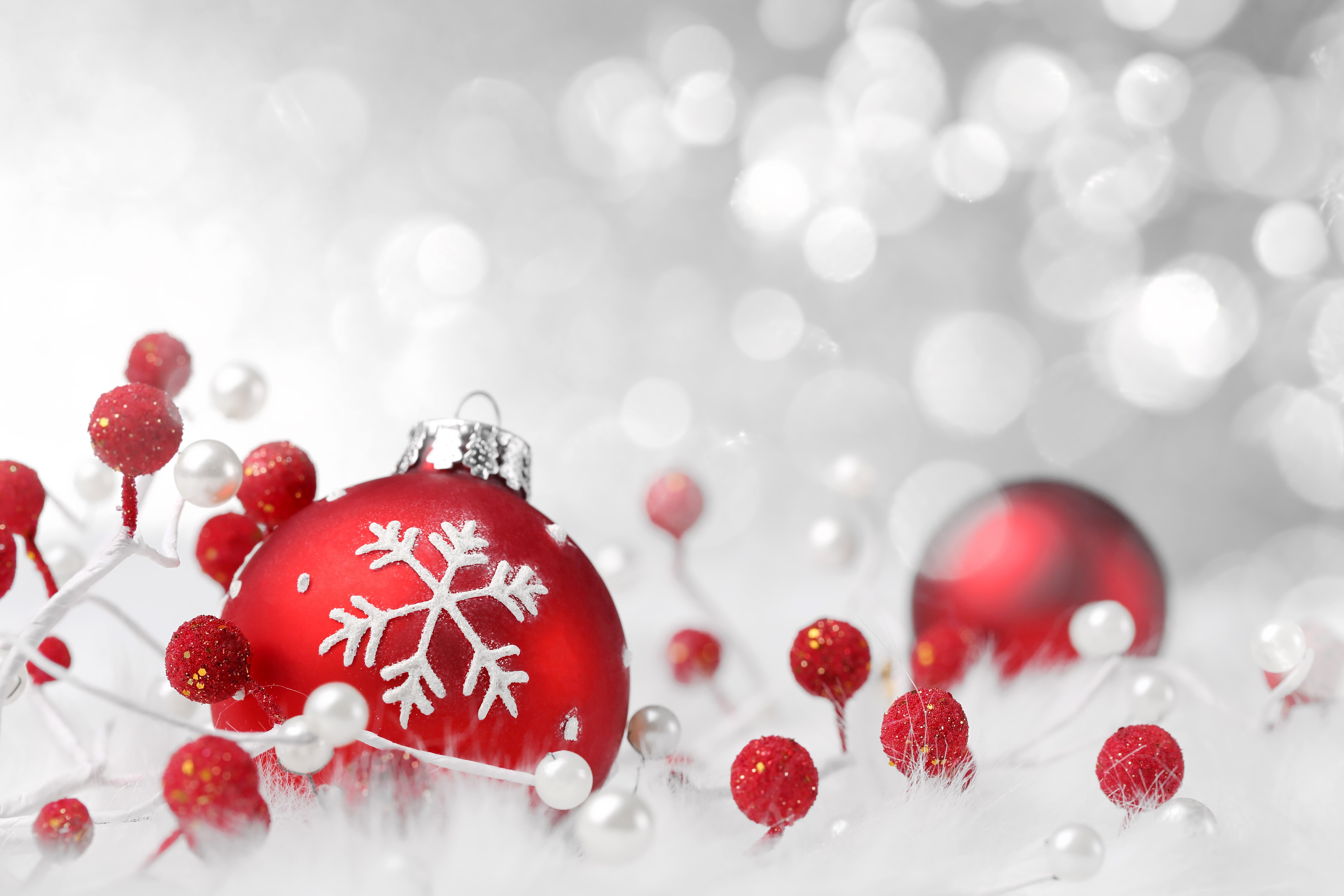 5K 6K 7K Holidays Christmas Balls Snow HD Wallpaper