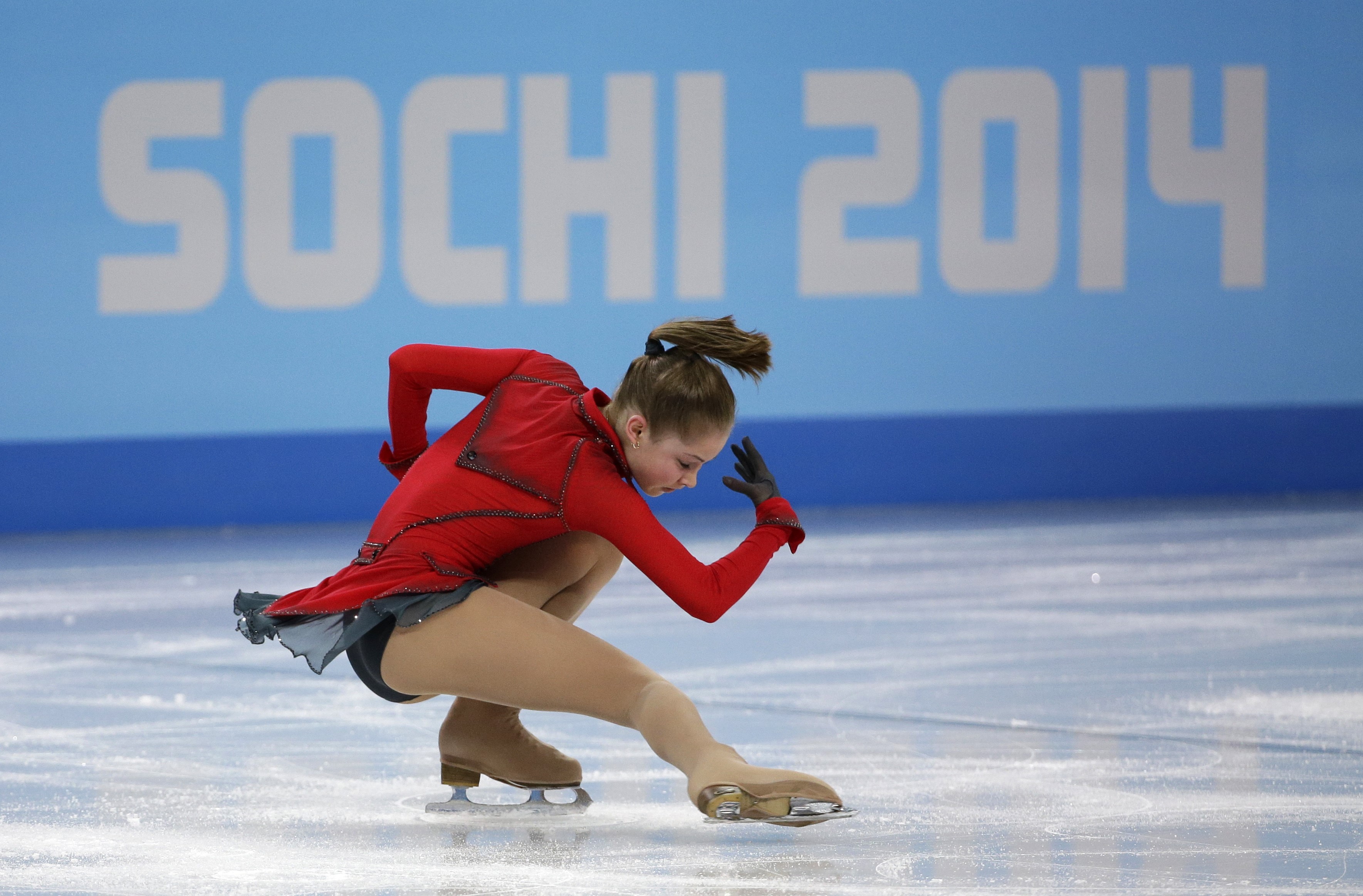 Sochi 2014 Figure Skater in Red Costume HD Wallpaper