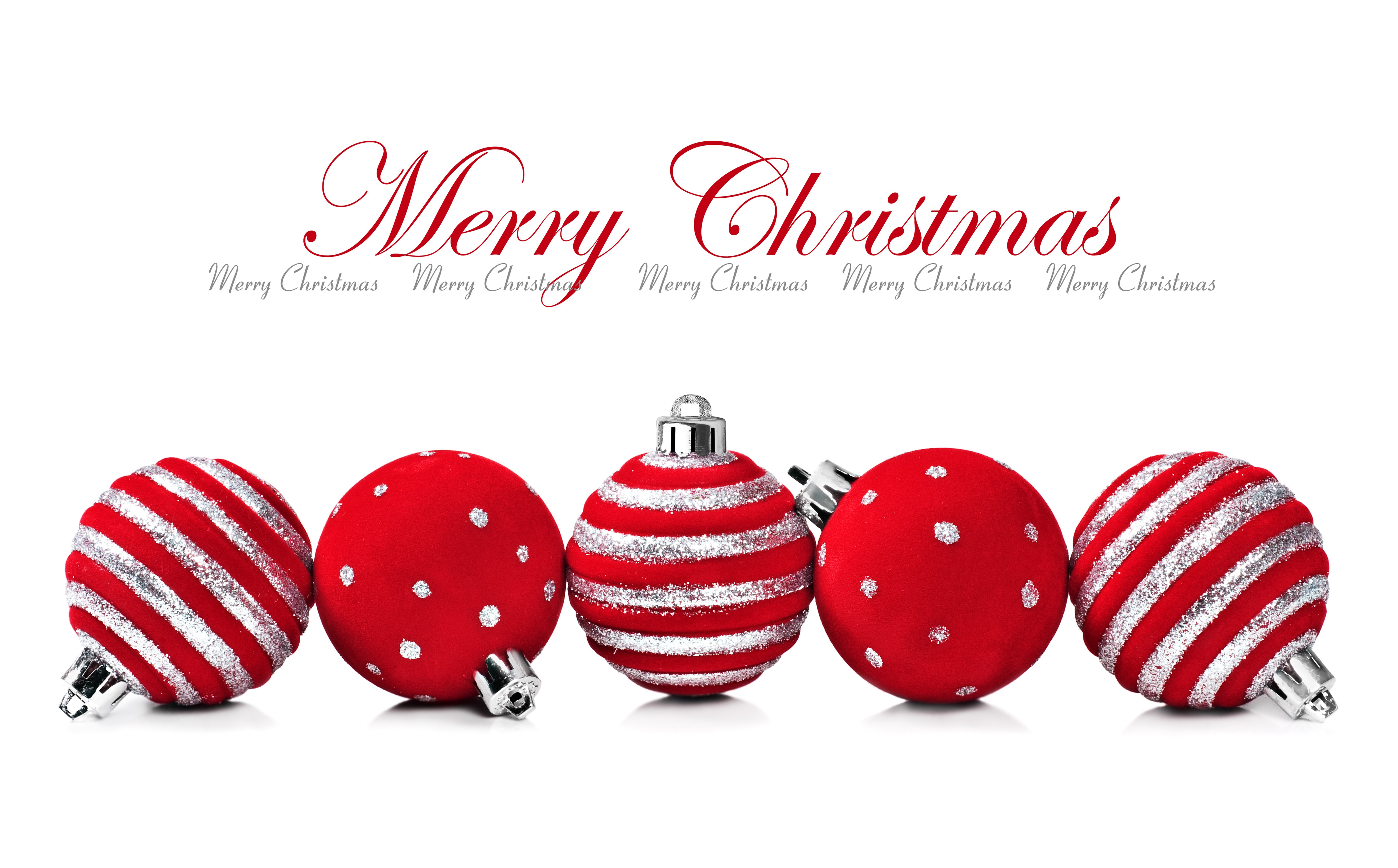 Merry Christmas Red Ornaments HD Wallpaper