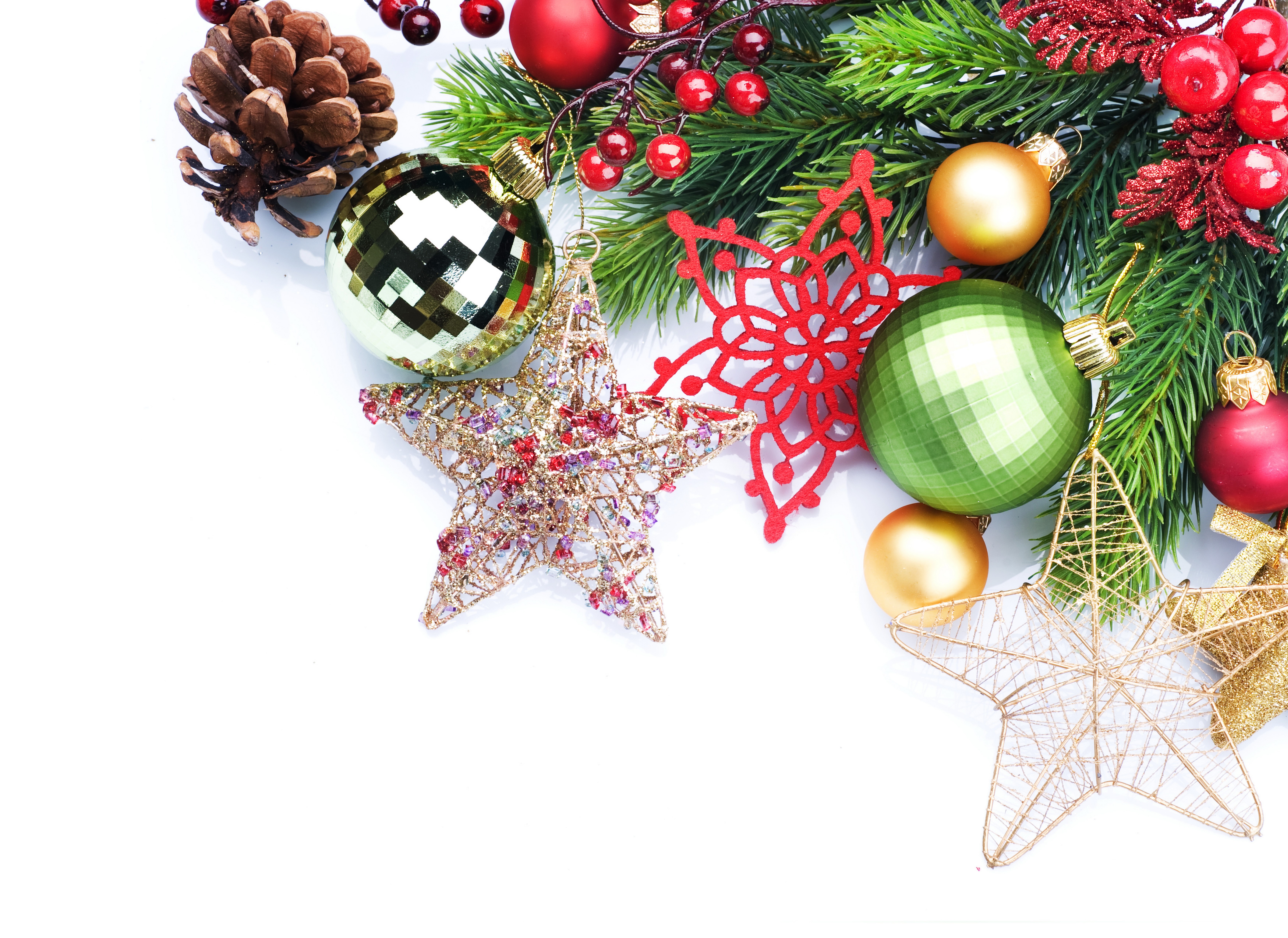 Christmas Ornaments and Pine Cone HD Wallpaper