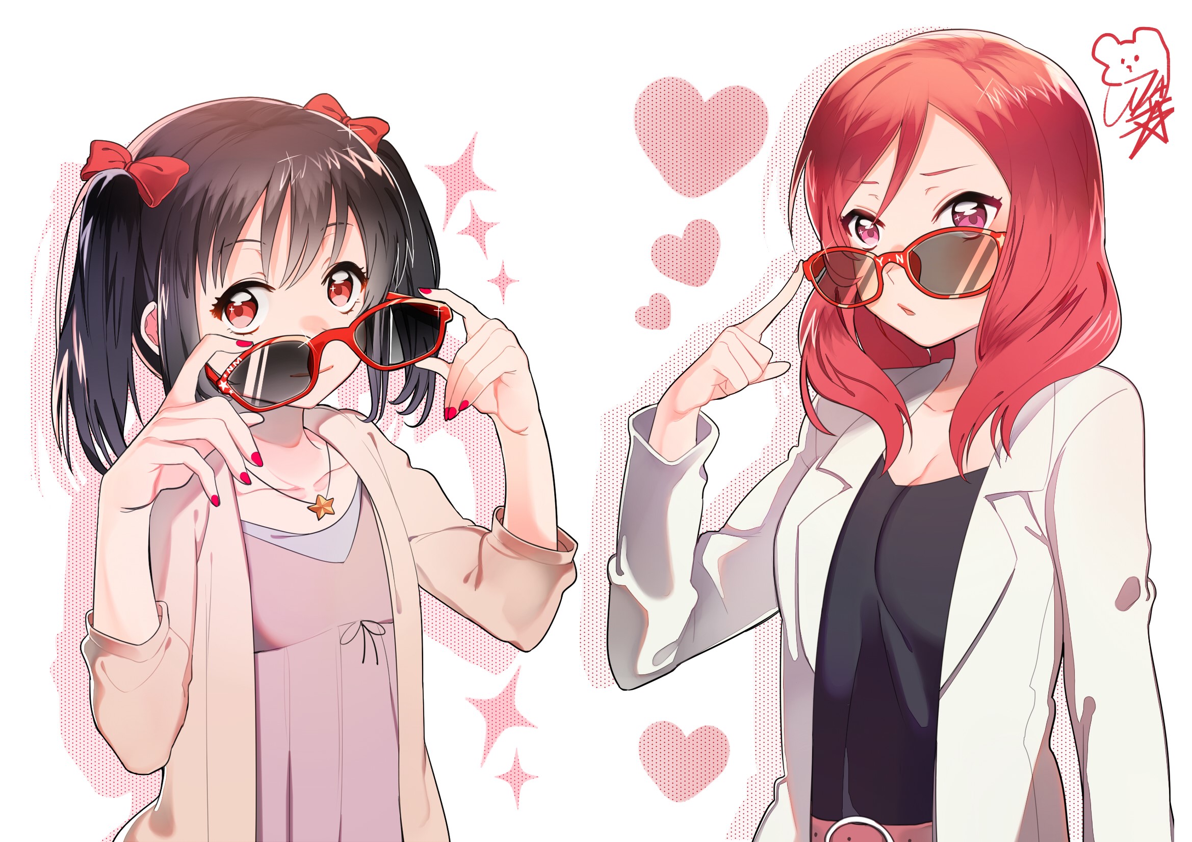Nico Yazawa and Maki Nishikino from Love Live! wearing sunglasses HD Wallpaper
