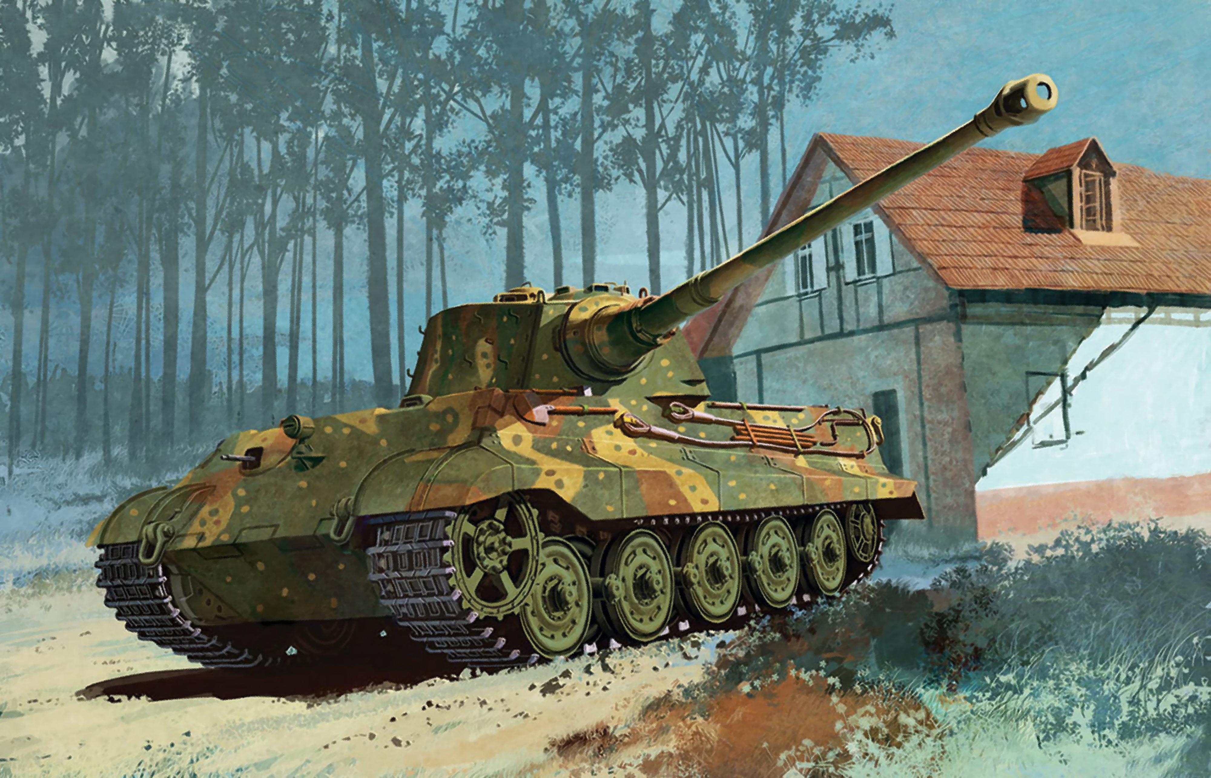 Painting Art of a Camouflaged Tank HD Wallpaper