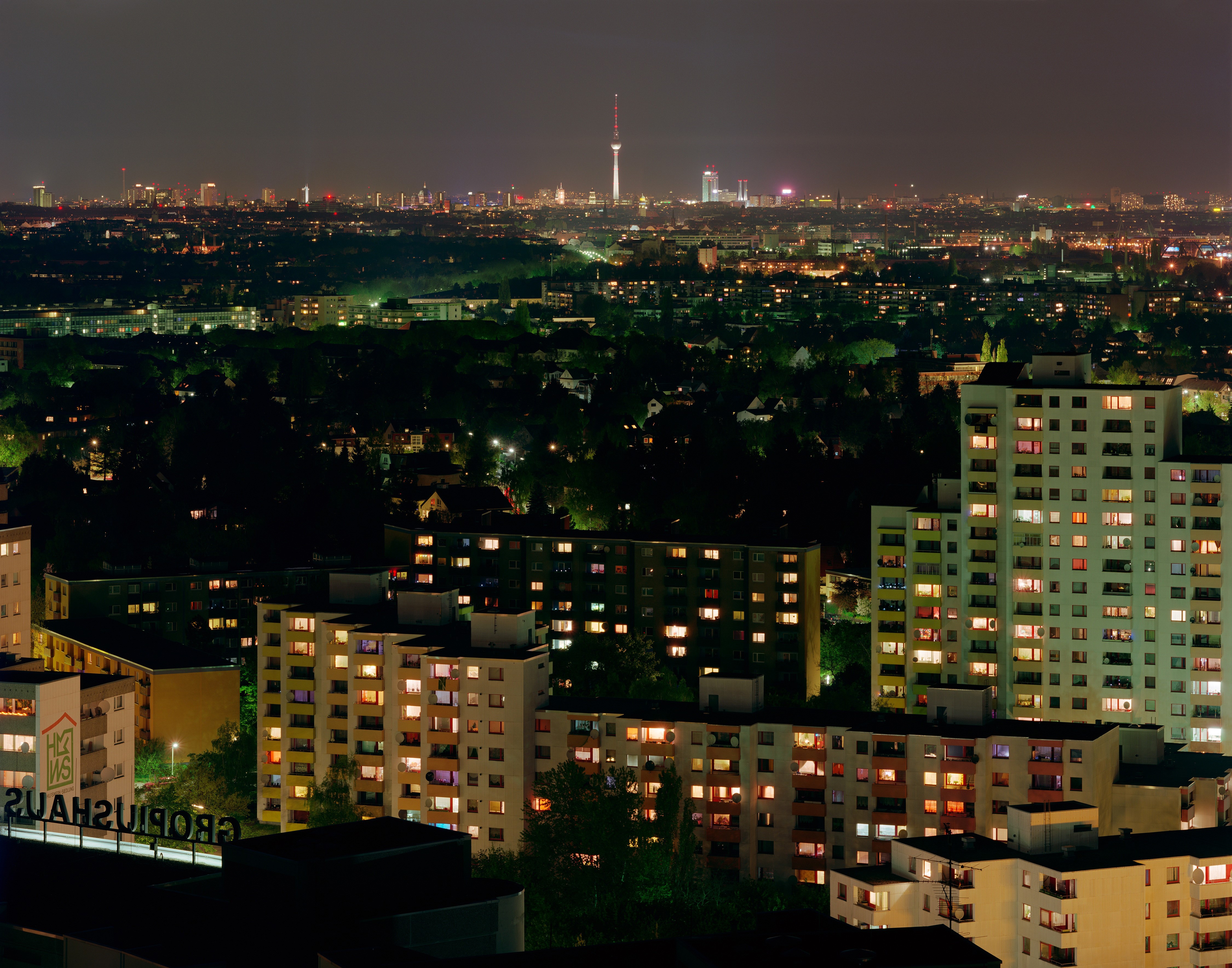Berlin skyline at night from above HD Wallpaper