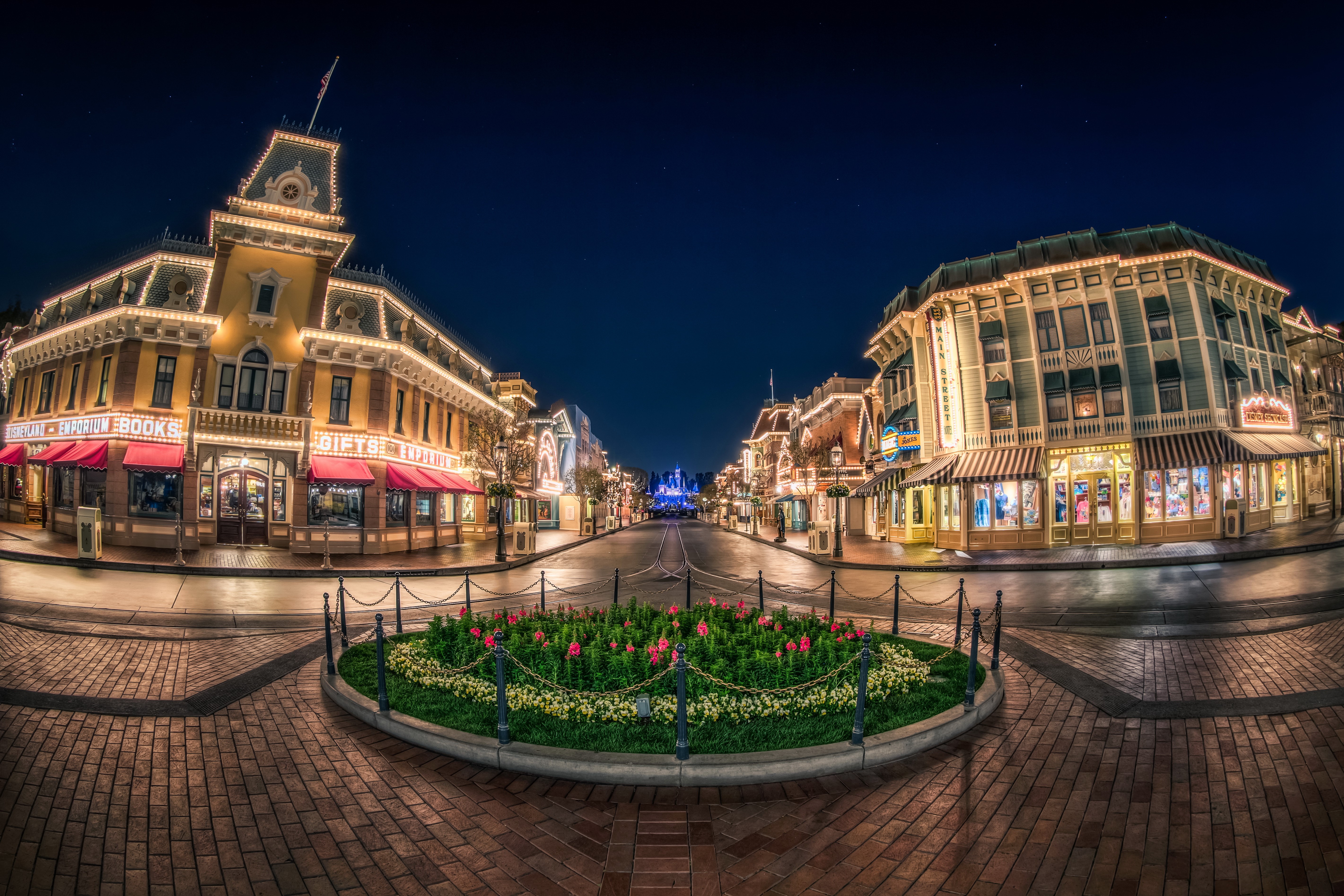 Disneyland Main Street USA at Night HD Wallpaper