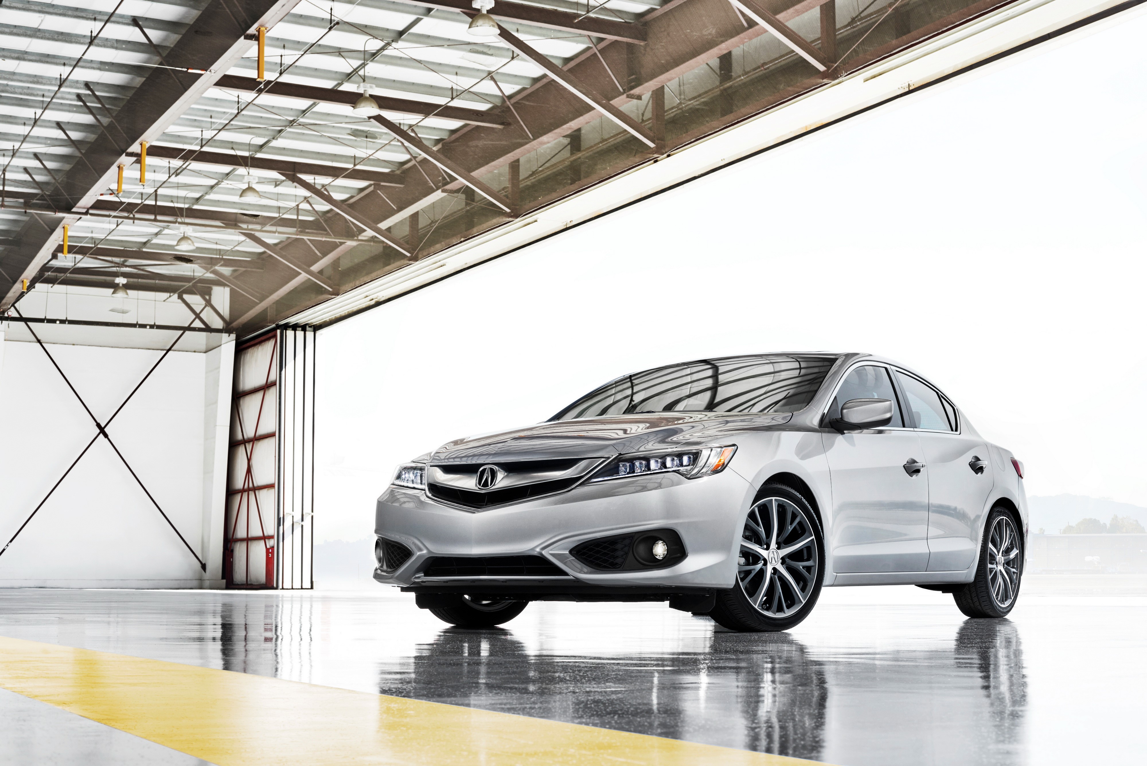 Silver 2016 Acura ILX in a hangar HD Wallpaper