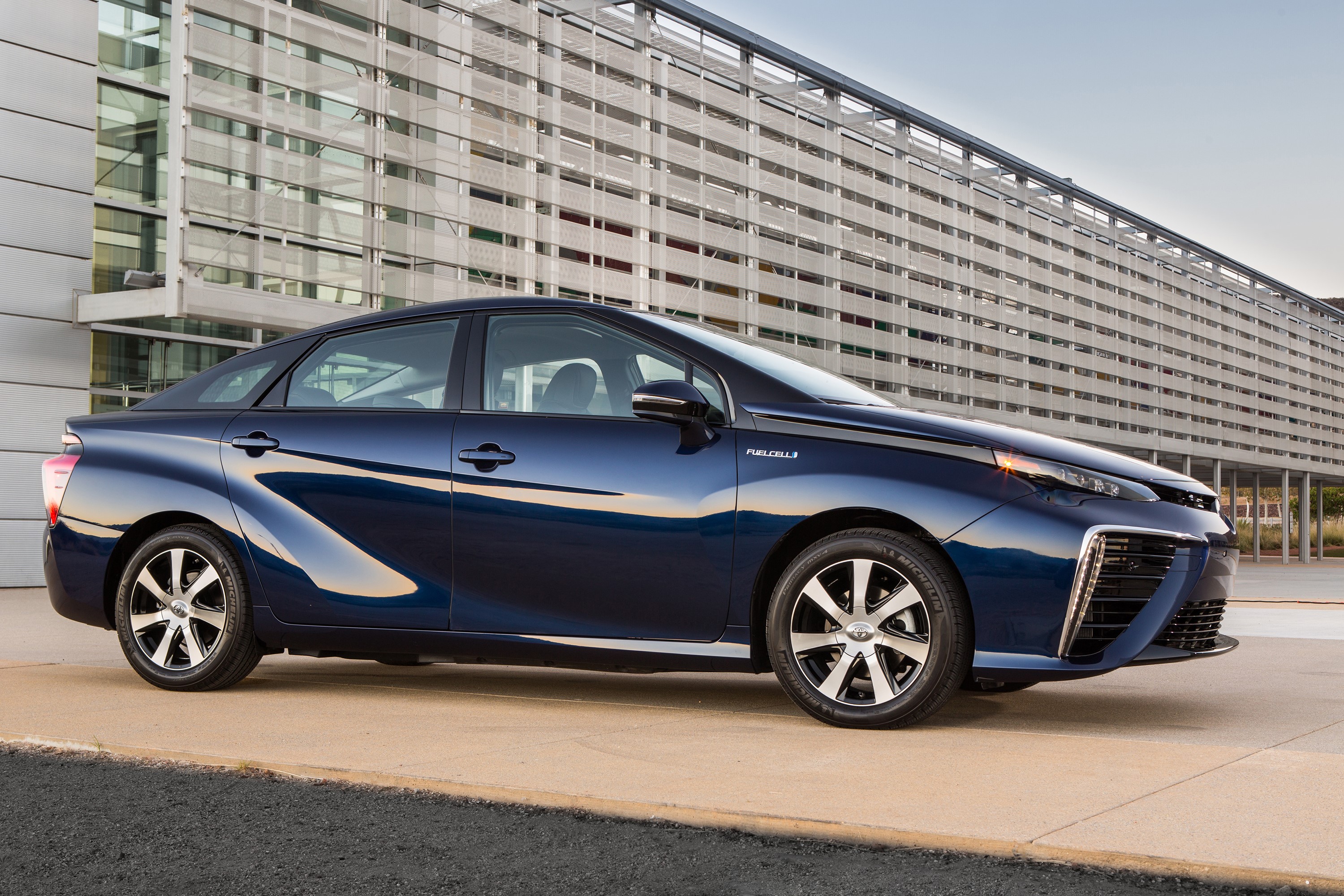 Blue 2015 Toyota Mirai Fuel Cell Sedan HD Wallpaper