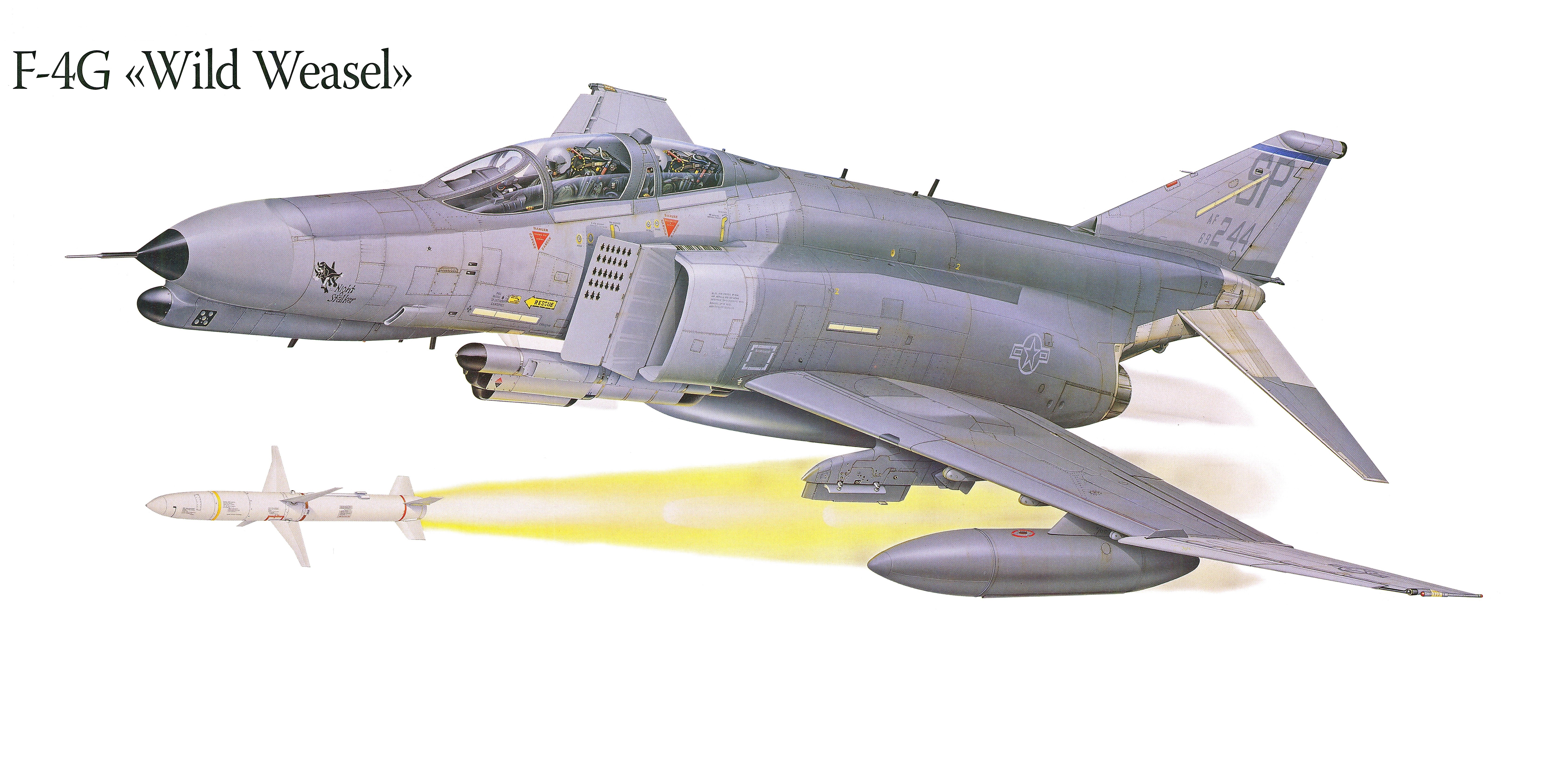 F-4G "Wild Weasel" Fighter Jet Launching Missile HD Wallpaper