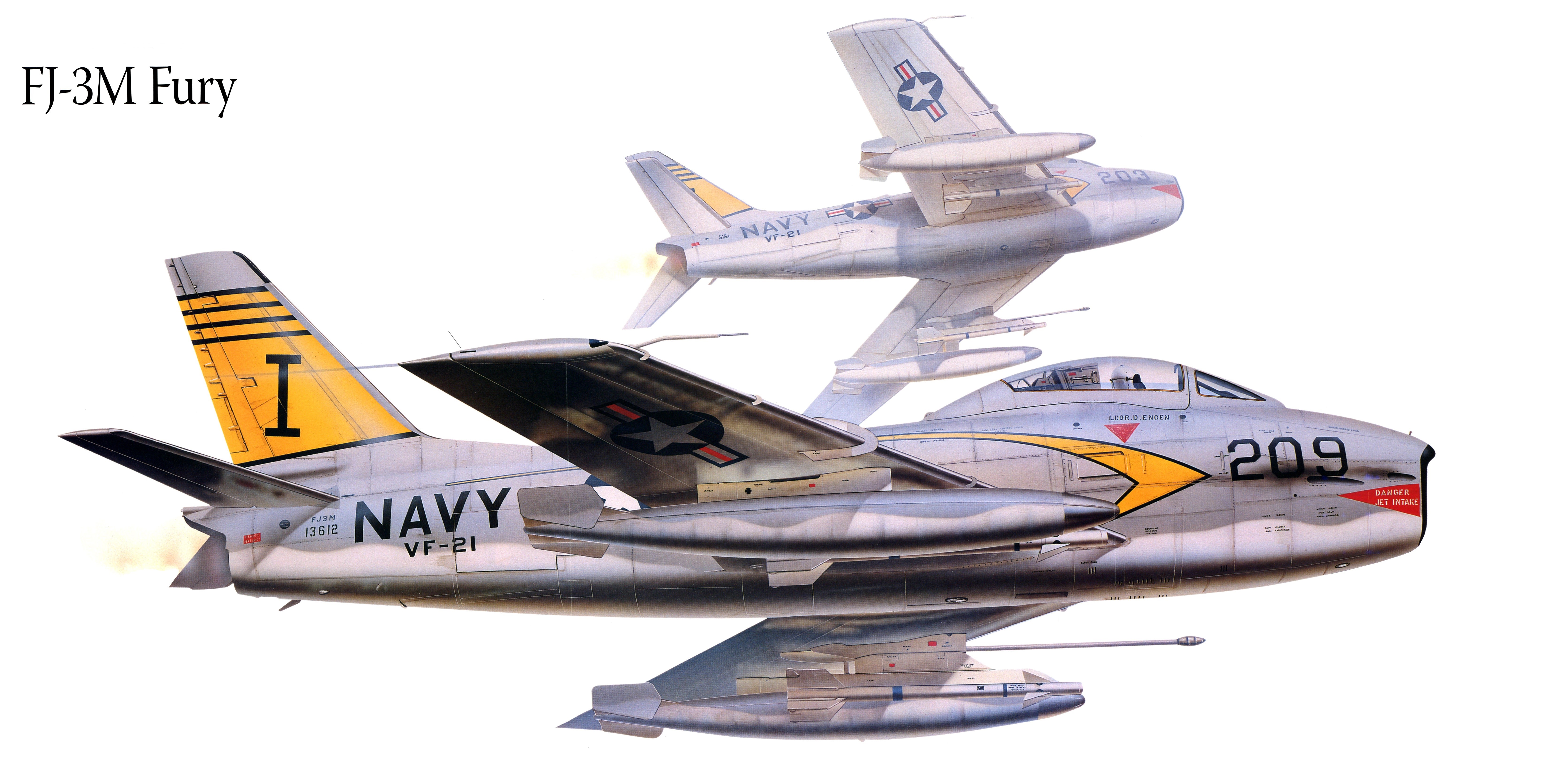 FJ-3M Fury Airplane Painting Art HD Wallpaper