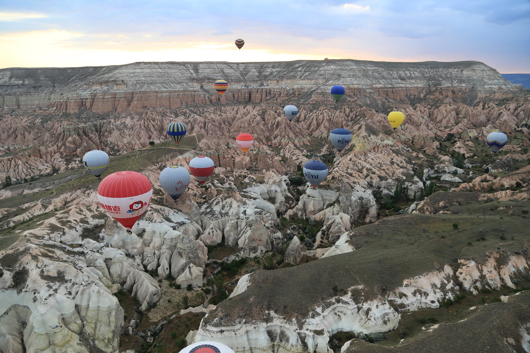 Hot air balloons over Cappadocia valley at sunrise HD Wallpaper