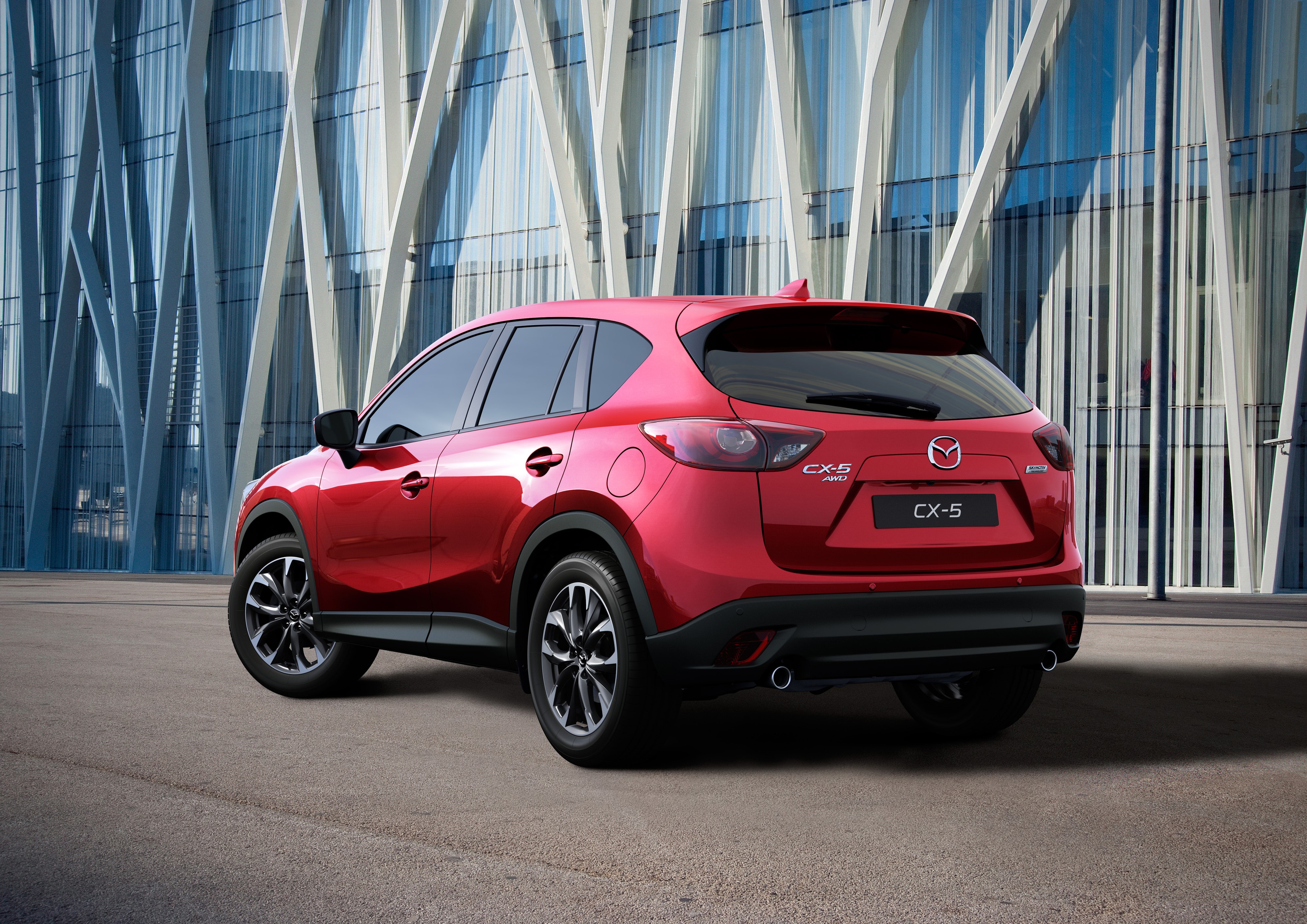 Red 2015 Mazda CX-5 from the back HD Wallpaper