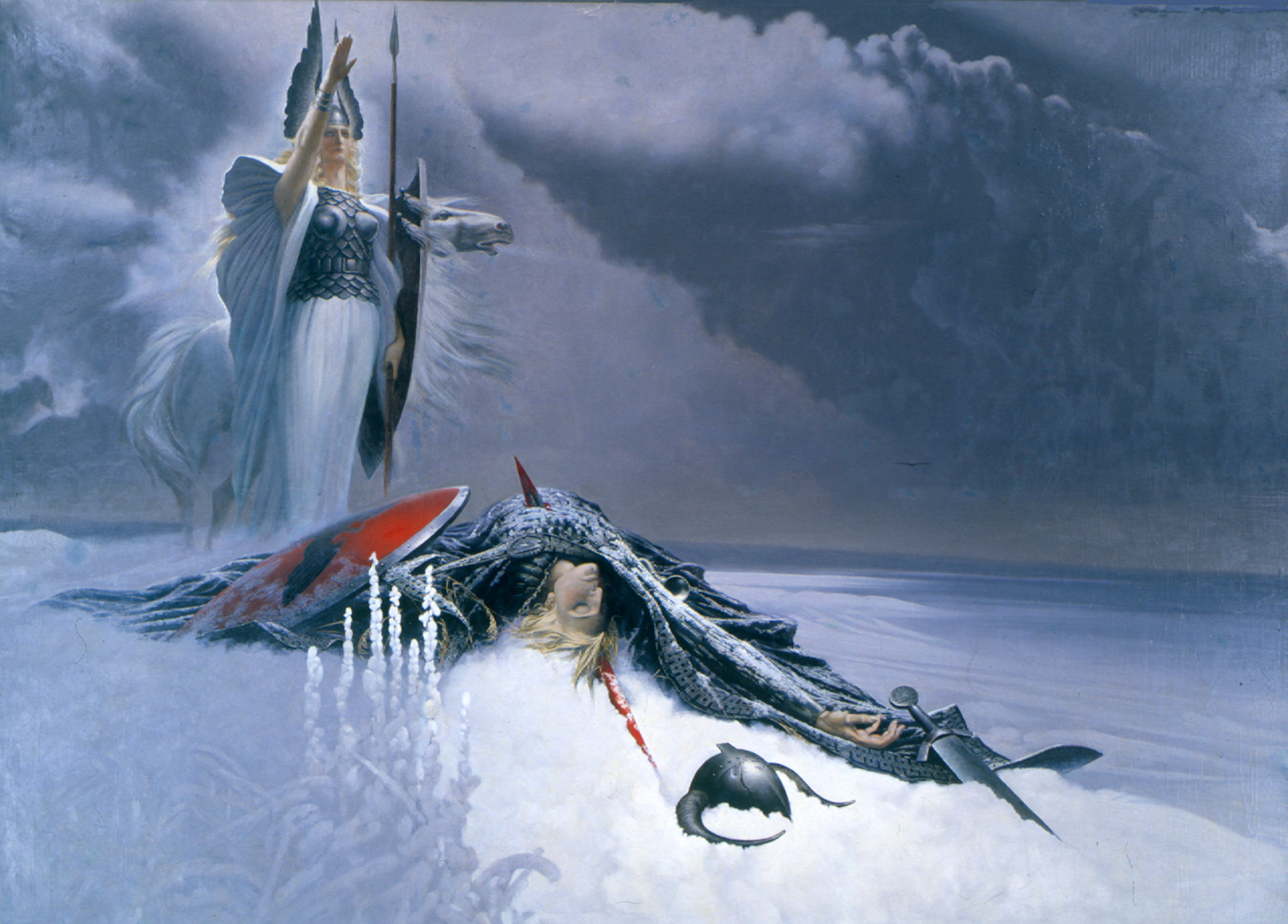 Konstantin Vasilyev's Valkyrie and Dead Warrior HD Wallpaper