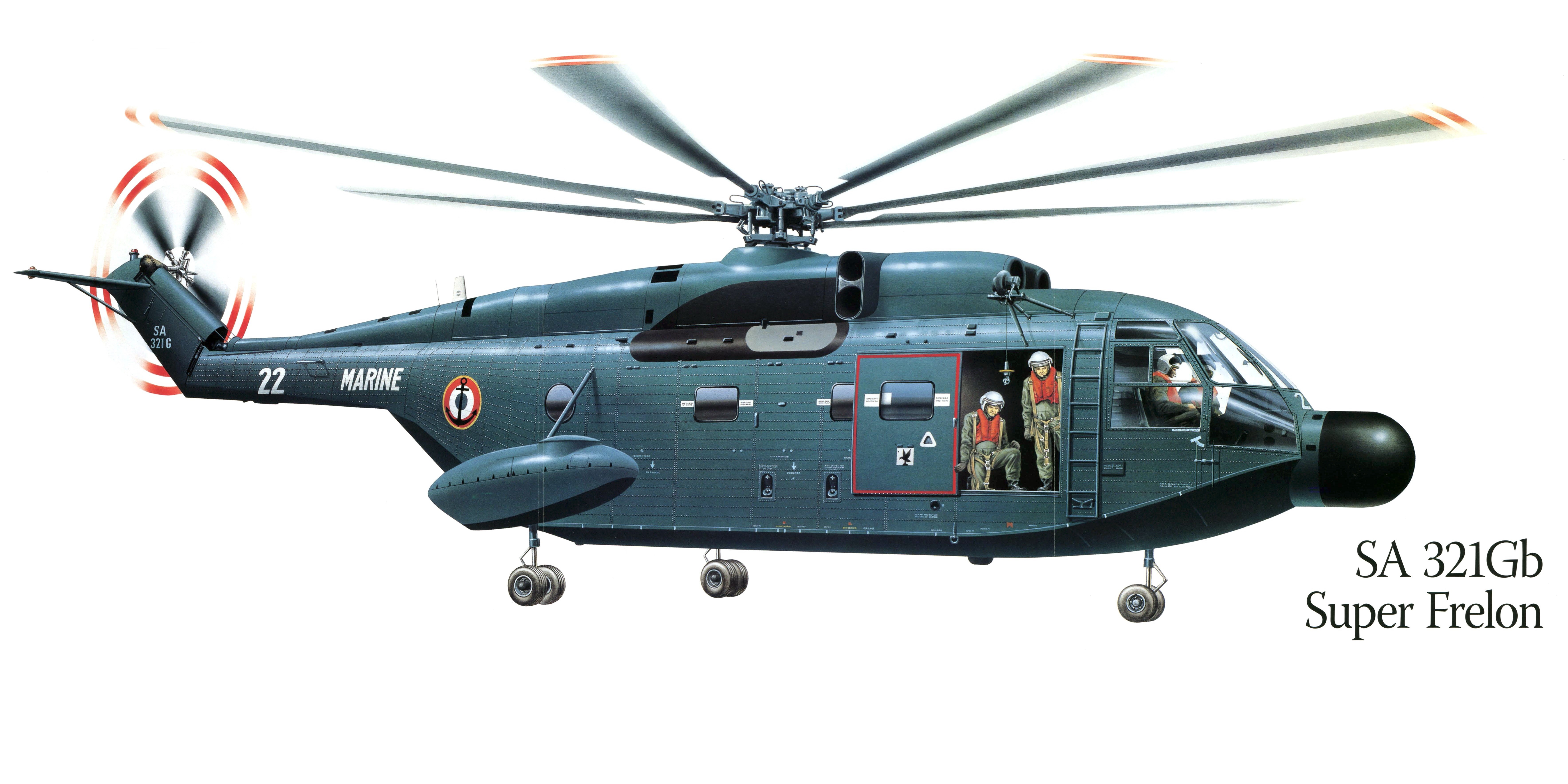 SA 321Gb Super Frelon helicopter painting HD Wallpaper