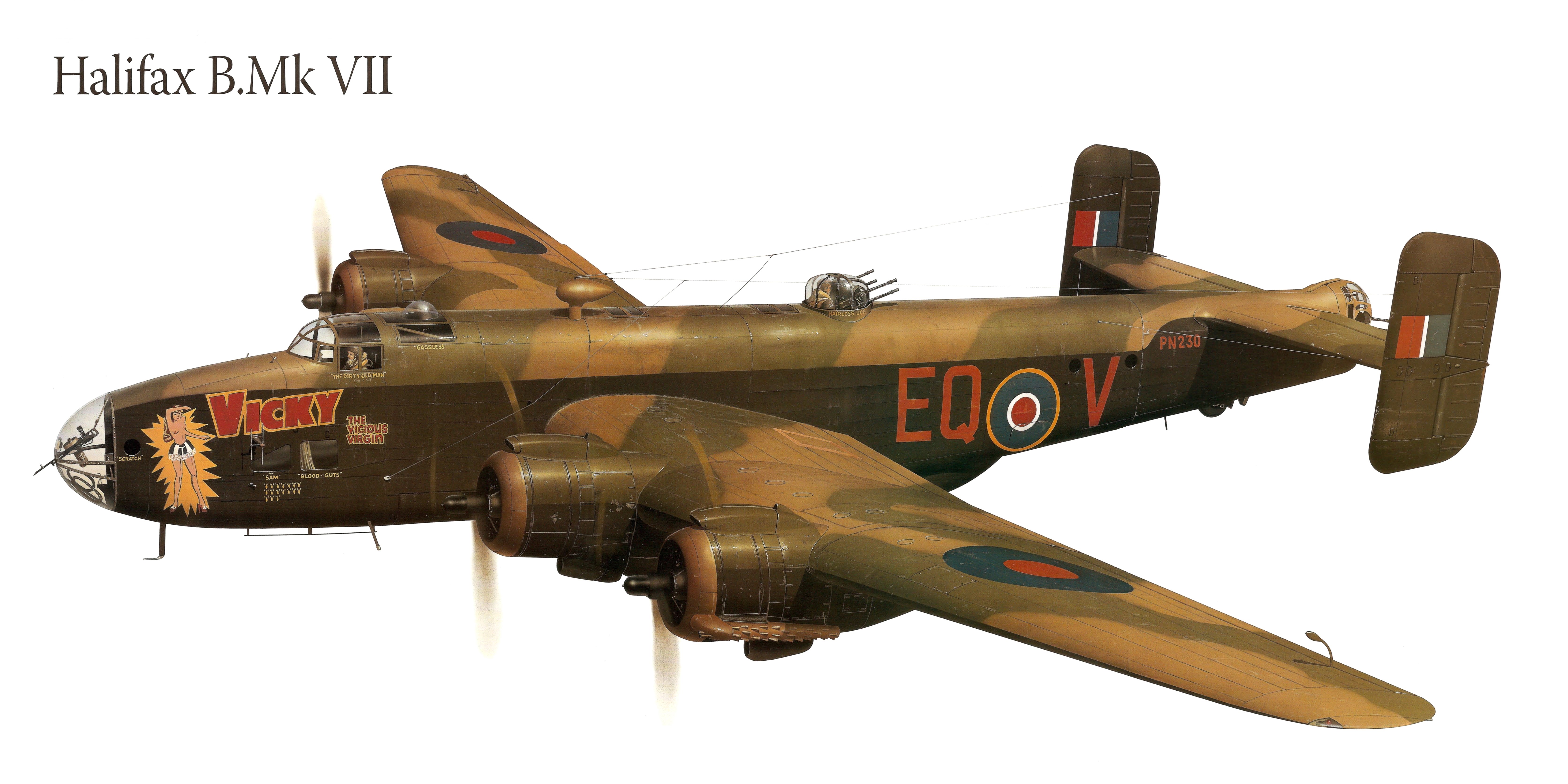 Halifax B.Mk VII Airplane Painting Art HD Wallpaper