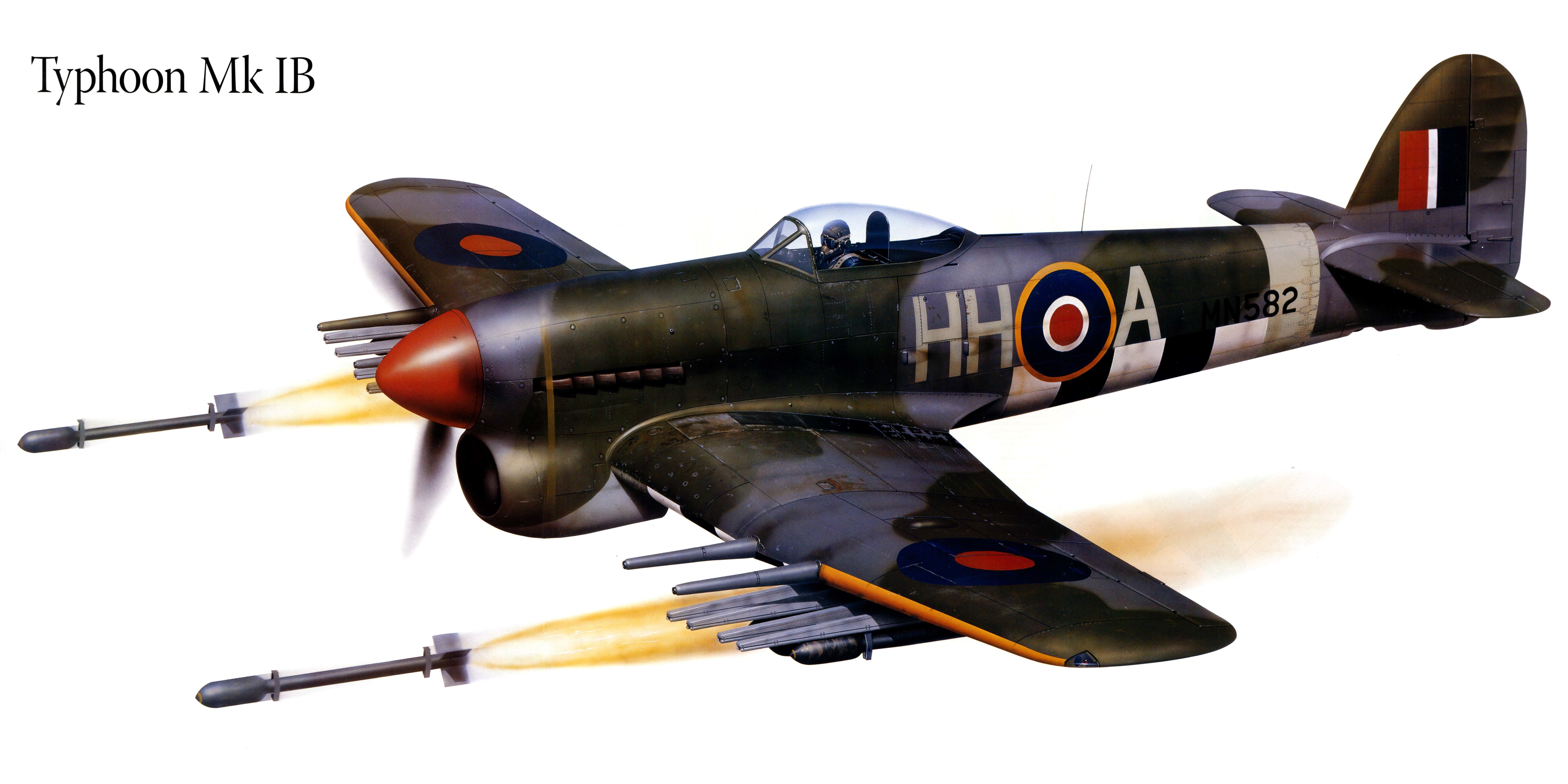 Typhoon Mk IB airplane firing rockets HD Wallpaper