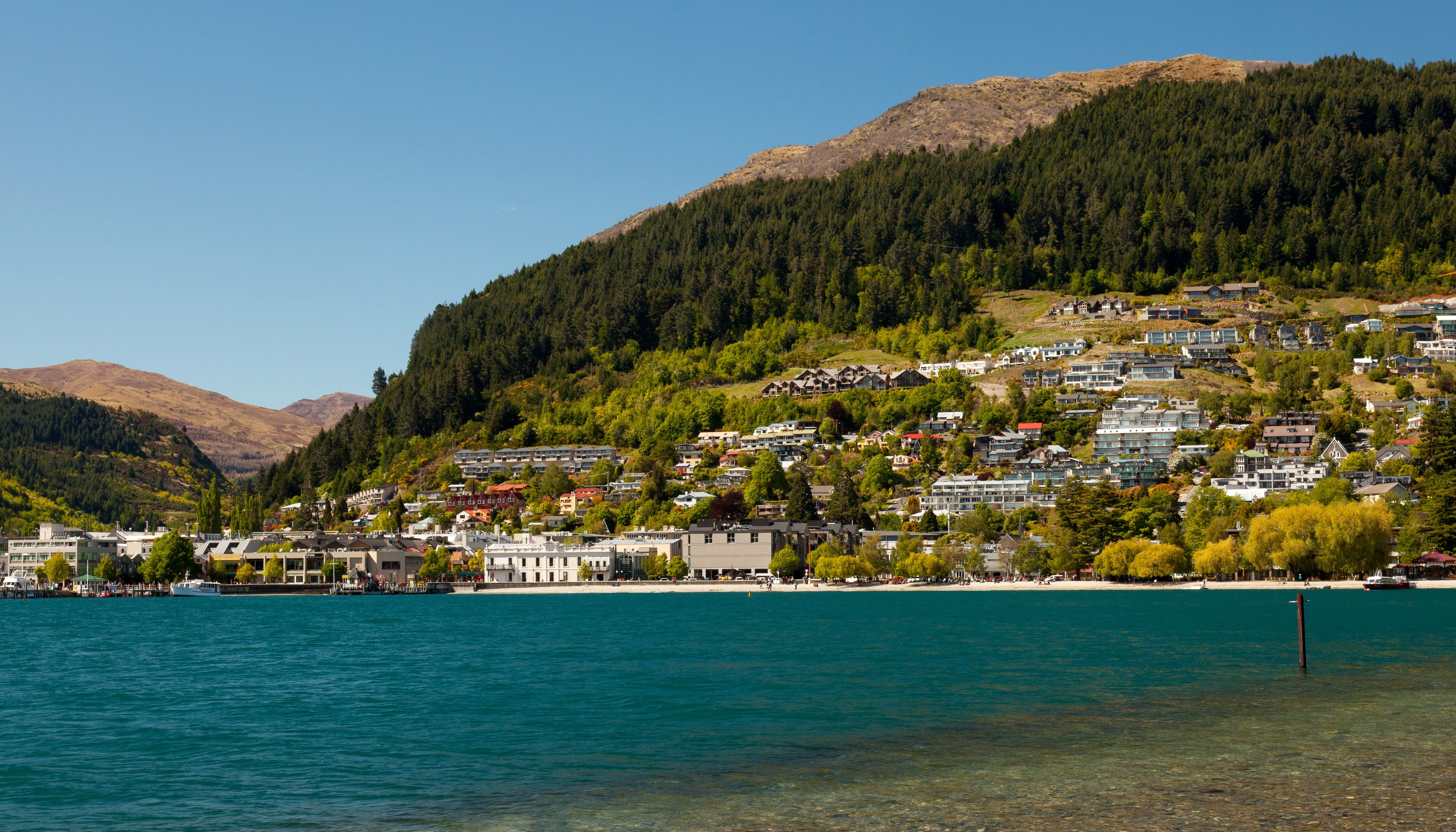 Queenstown, New Zealand Houses on Hillside Overlooking Lake Wakatipu HD Wallpaper
