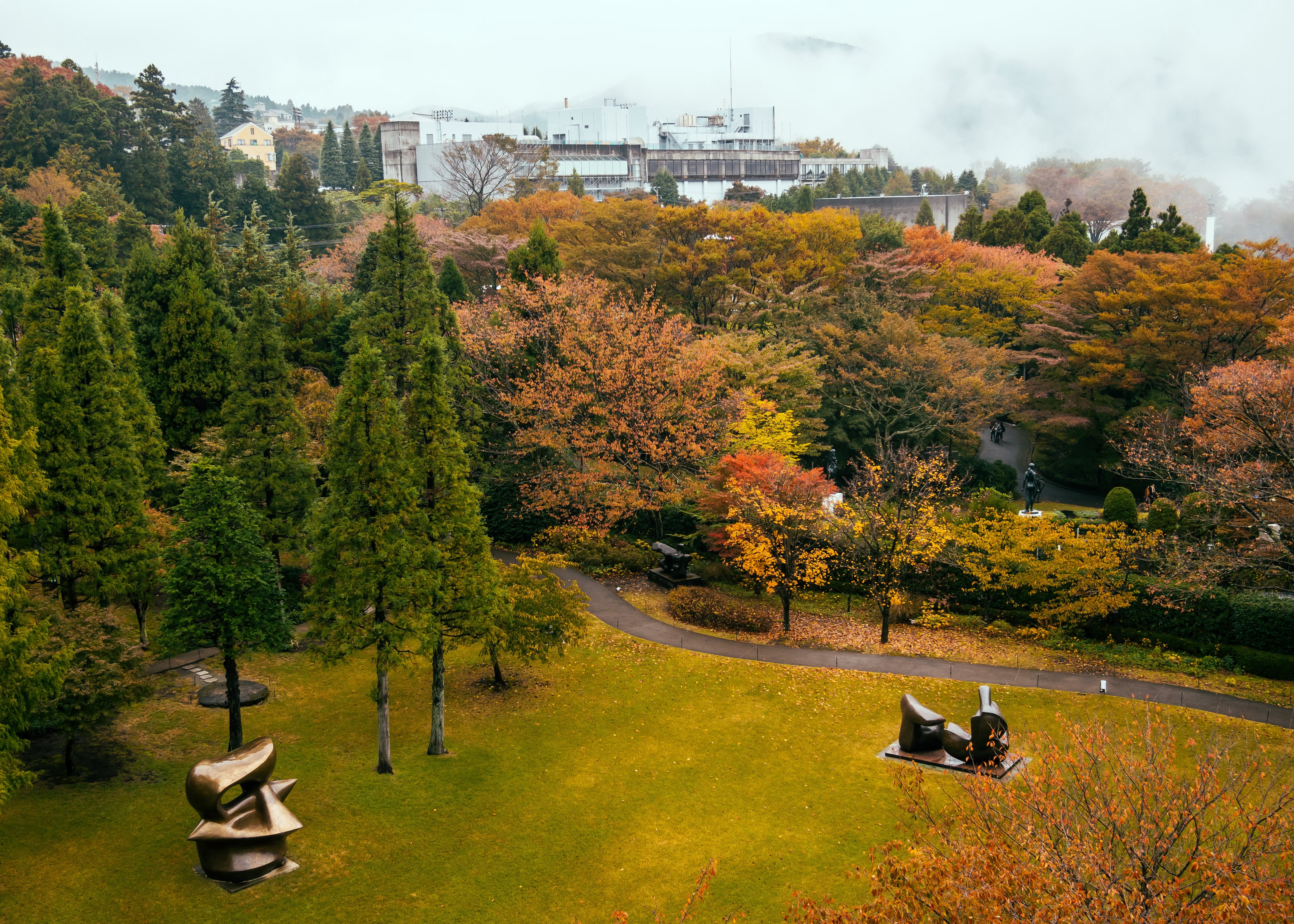 Hakone Open Air Museum Park in Japan with Autumn Trees HD Wallpaper