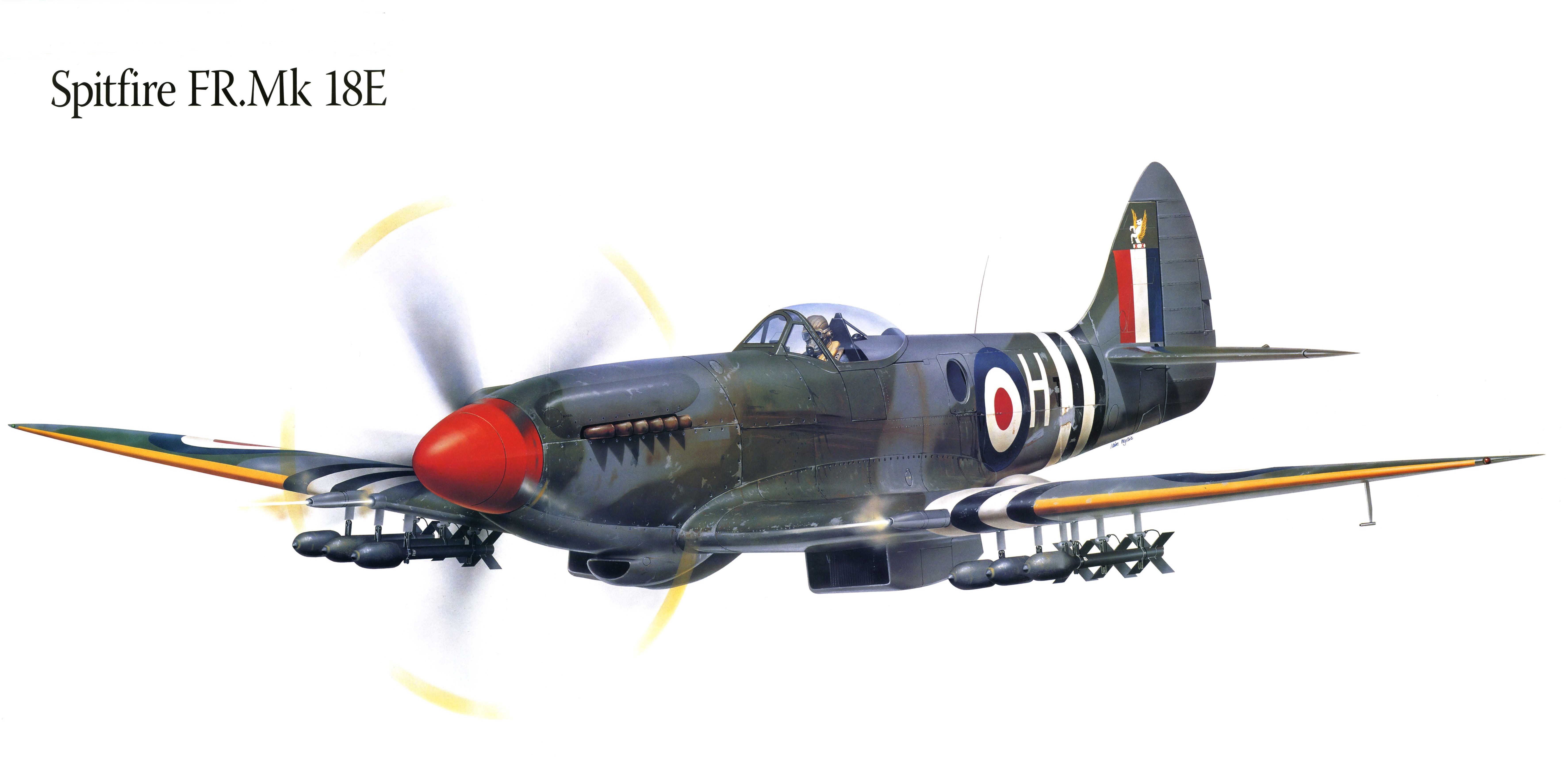 Spitfire FR.Mk 18E Airplane Painting Art HD Wallpaper
