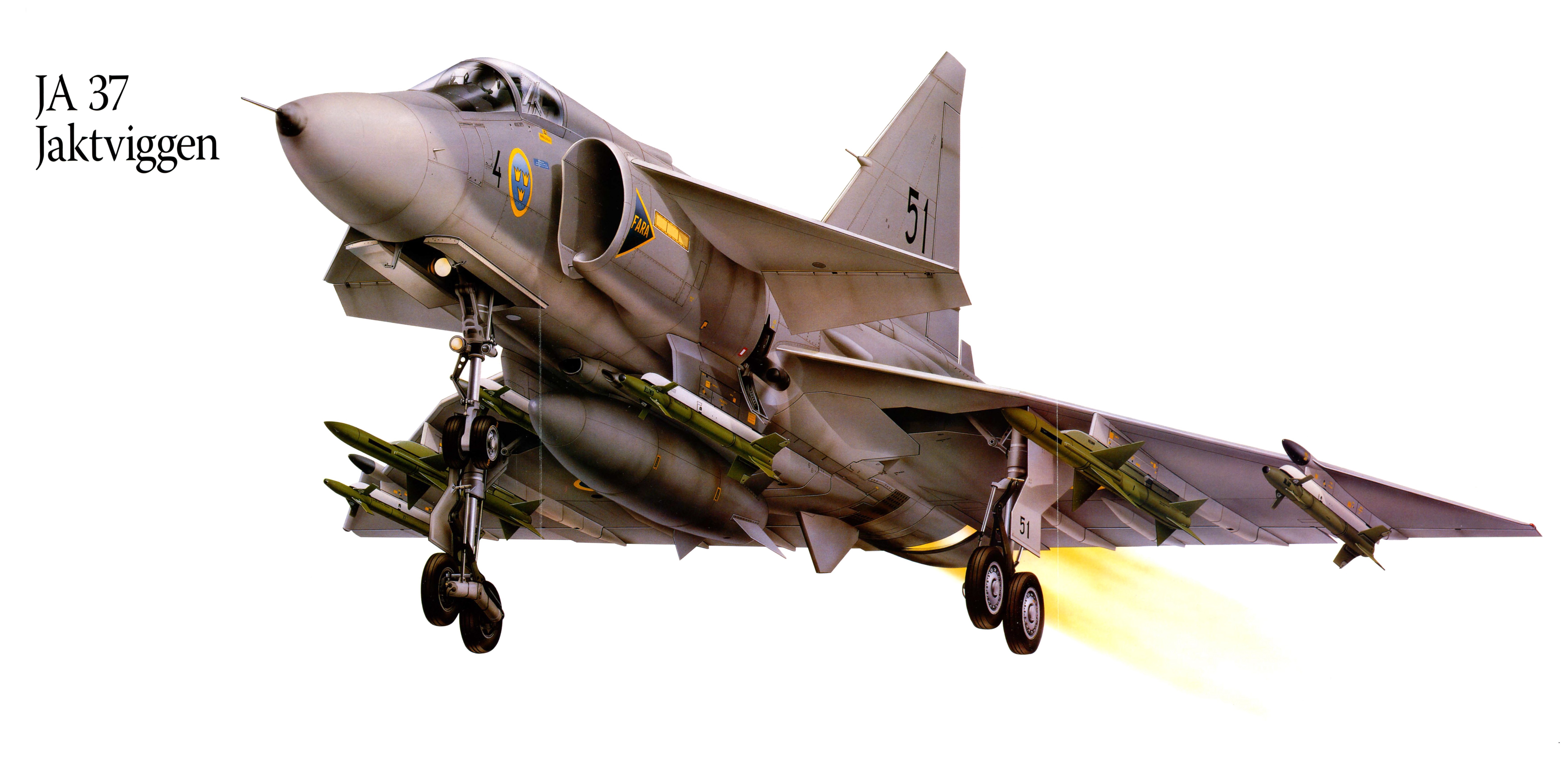 JA 37 Jaktviggen Fighter Airplane Painting HD Wallpaper