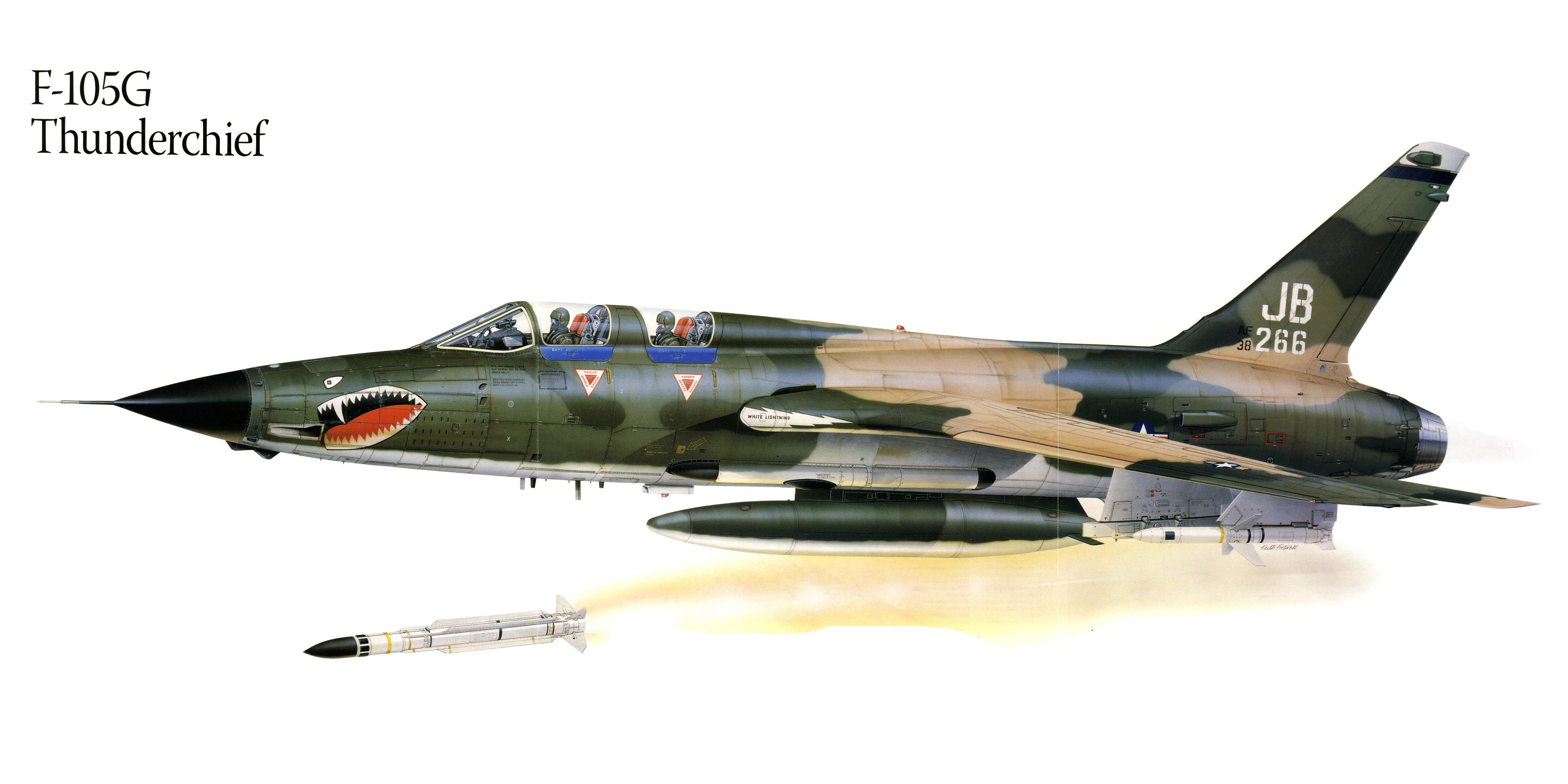F-105G Thunderchief fighter jet launching a missile HD Wallpaper