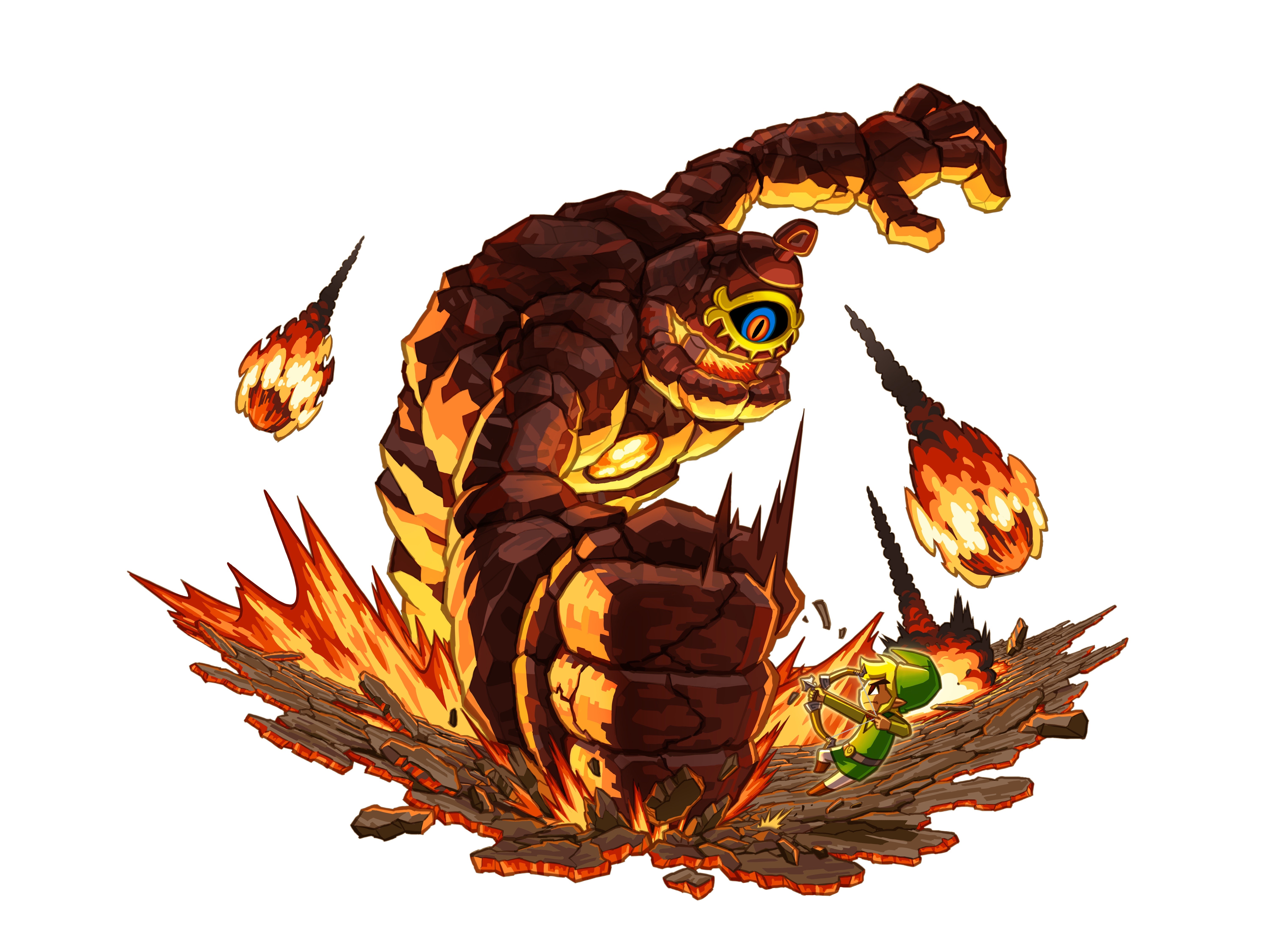 Link from The Legend of Zelda battles a lava monster HD Wallpaper