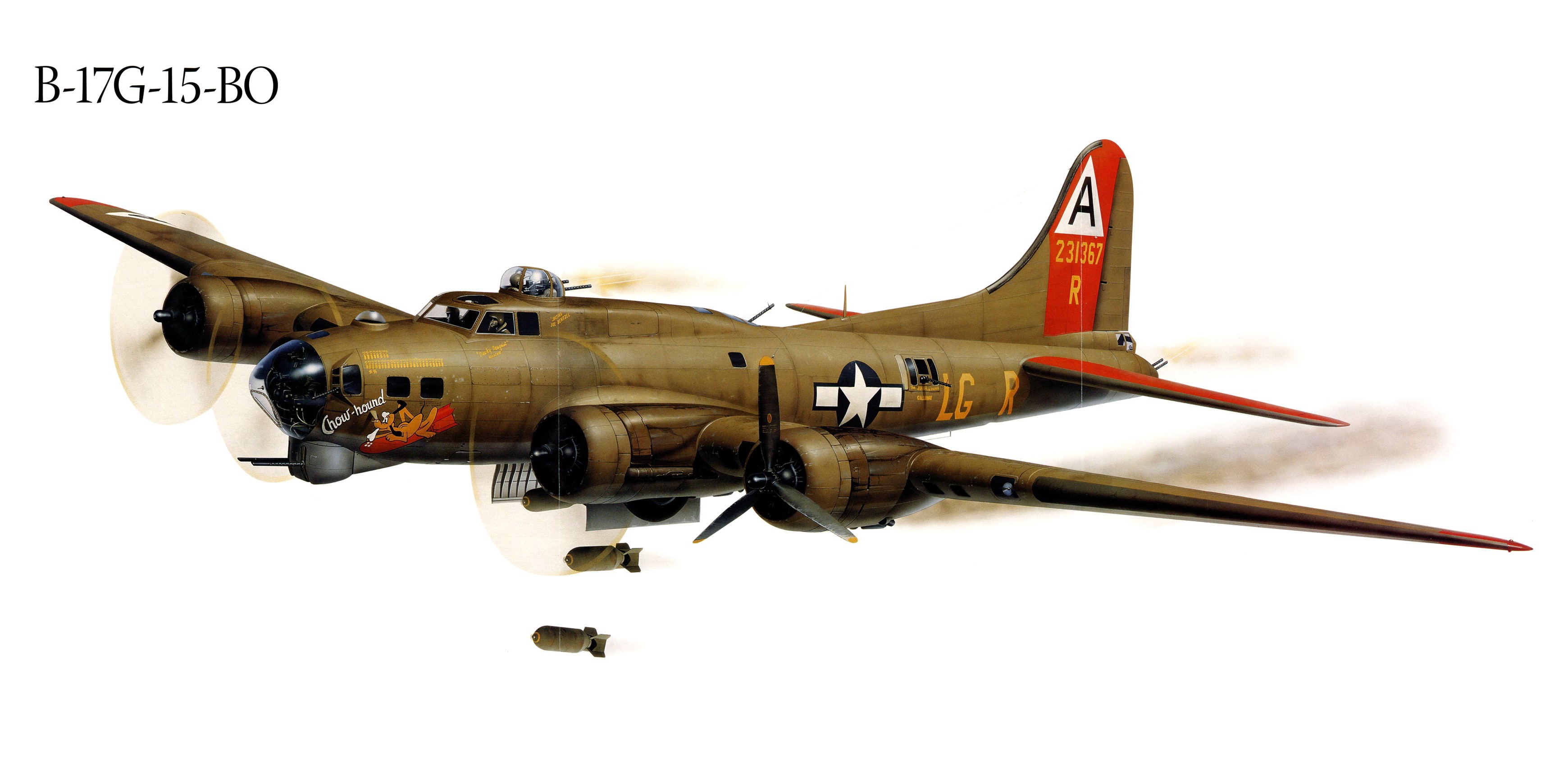 B-17G-15-BO bomber aircraft dropping bombs HD Wallpaper