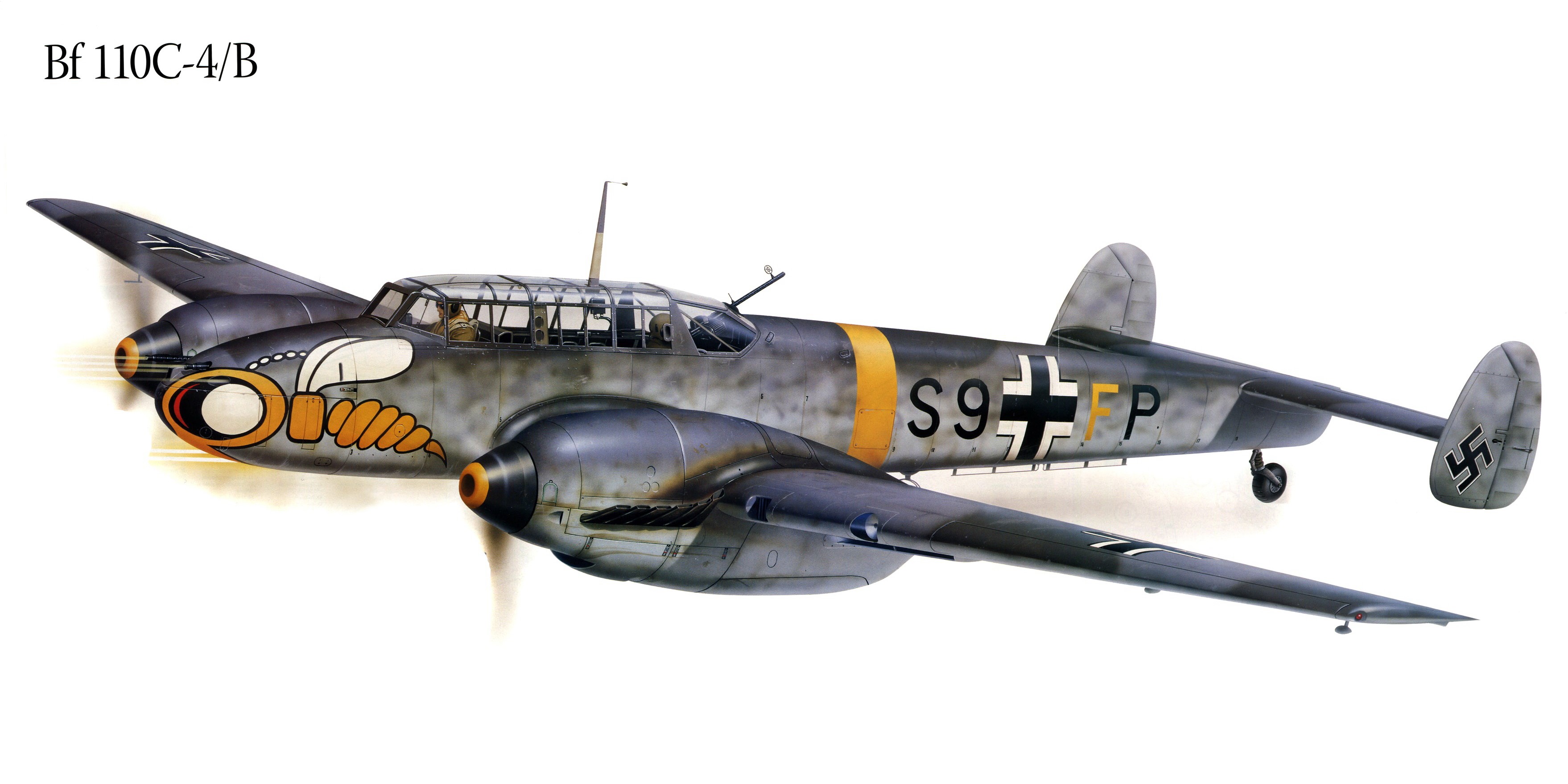 Messerschmitt Bf 110C-4/B aircraft painting HD Wallpaper